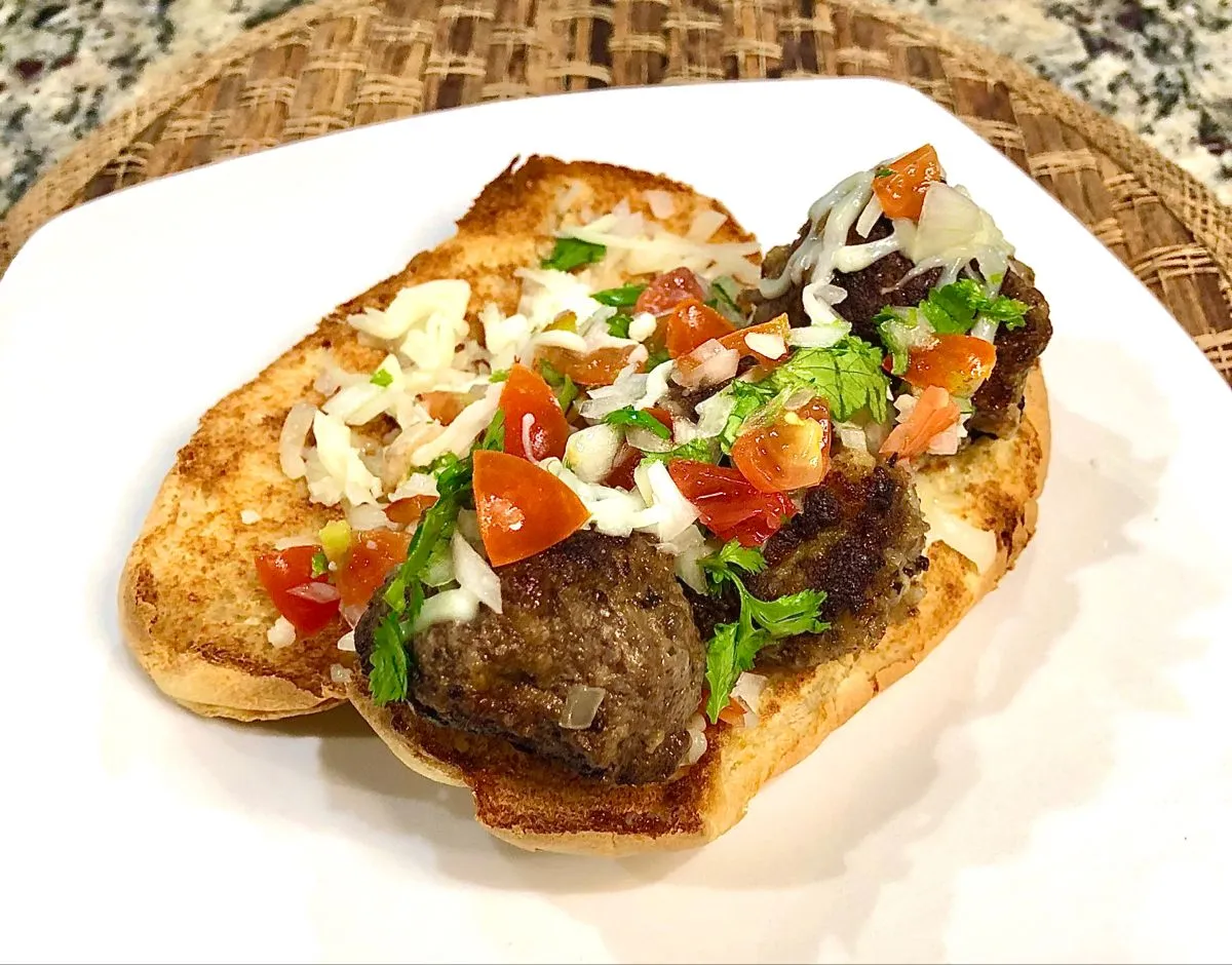 Meatball Sandwich with Melting Mozzarella and Tomato Salsa