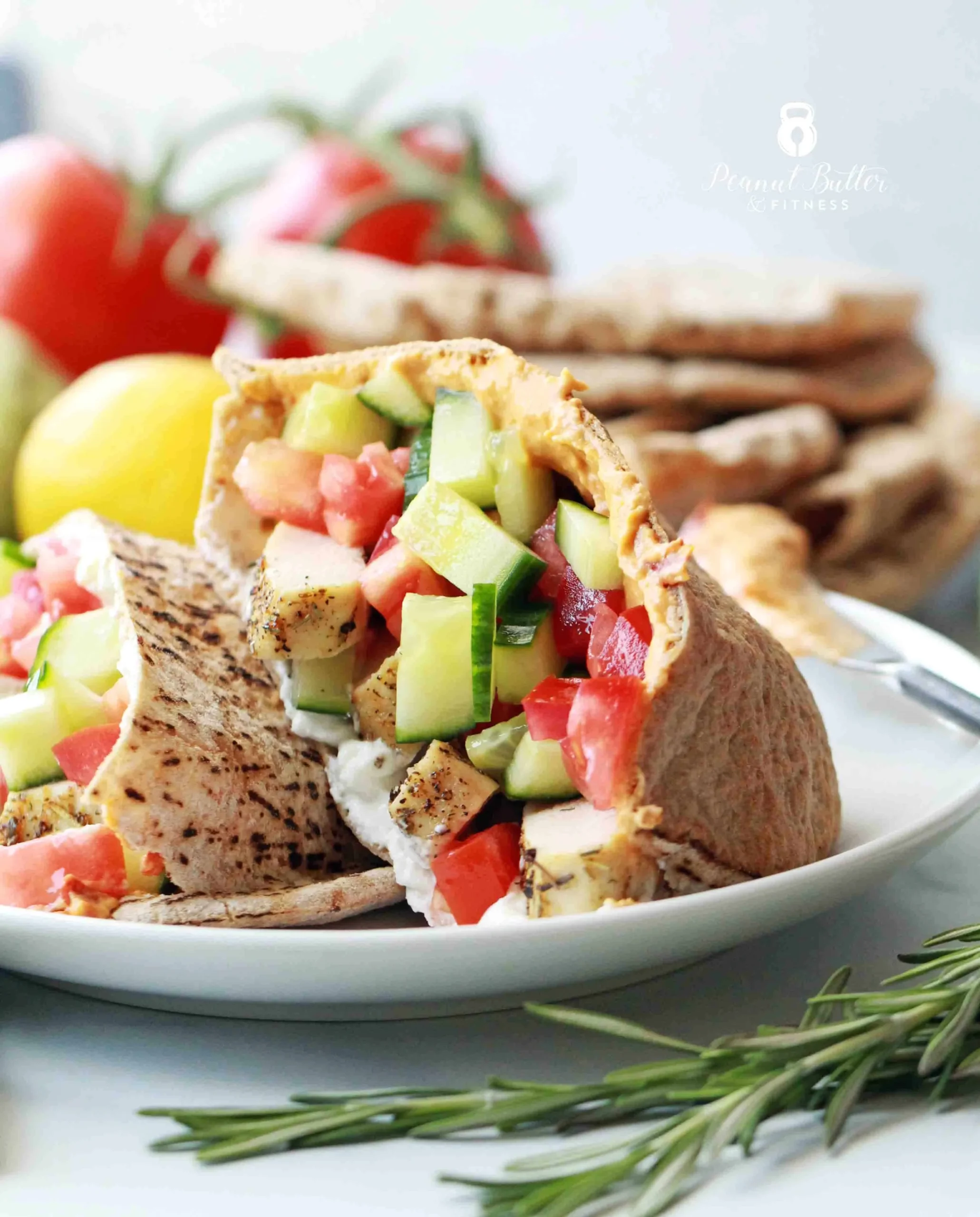 Mediterranean Ground Chicken Pitas