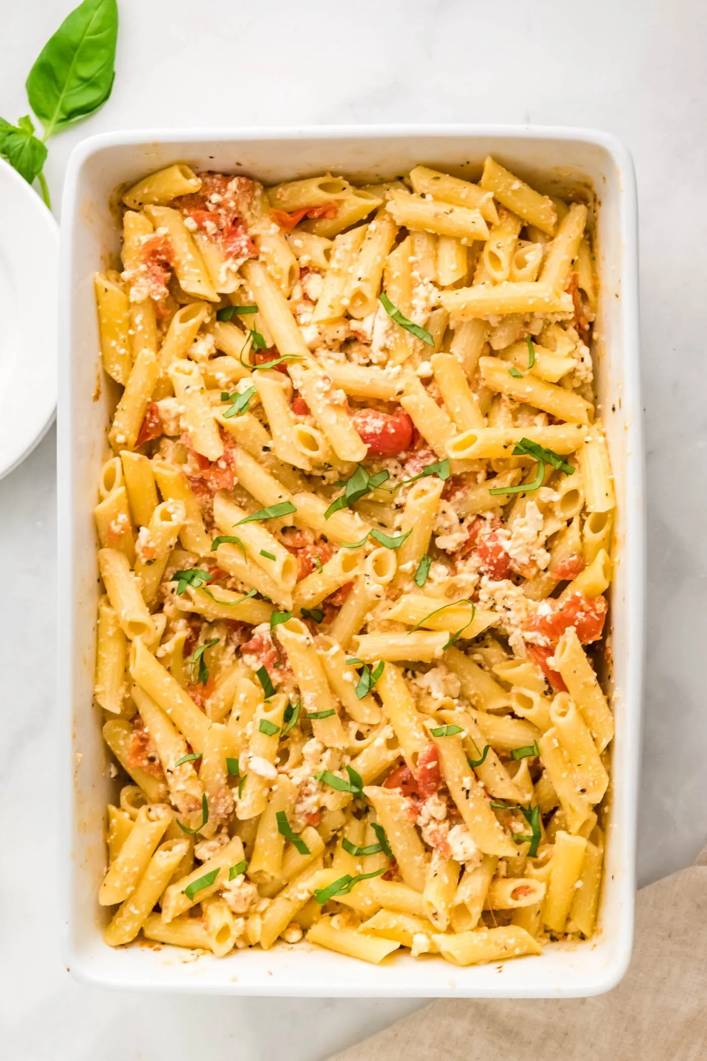 Mediterranean Pasta in a Creamy Feta Sauce