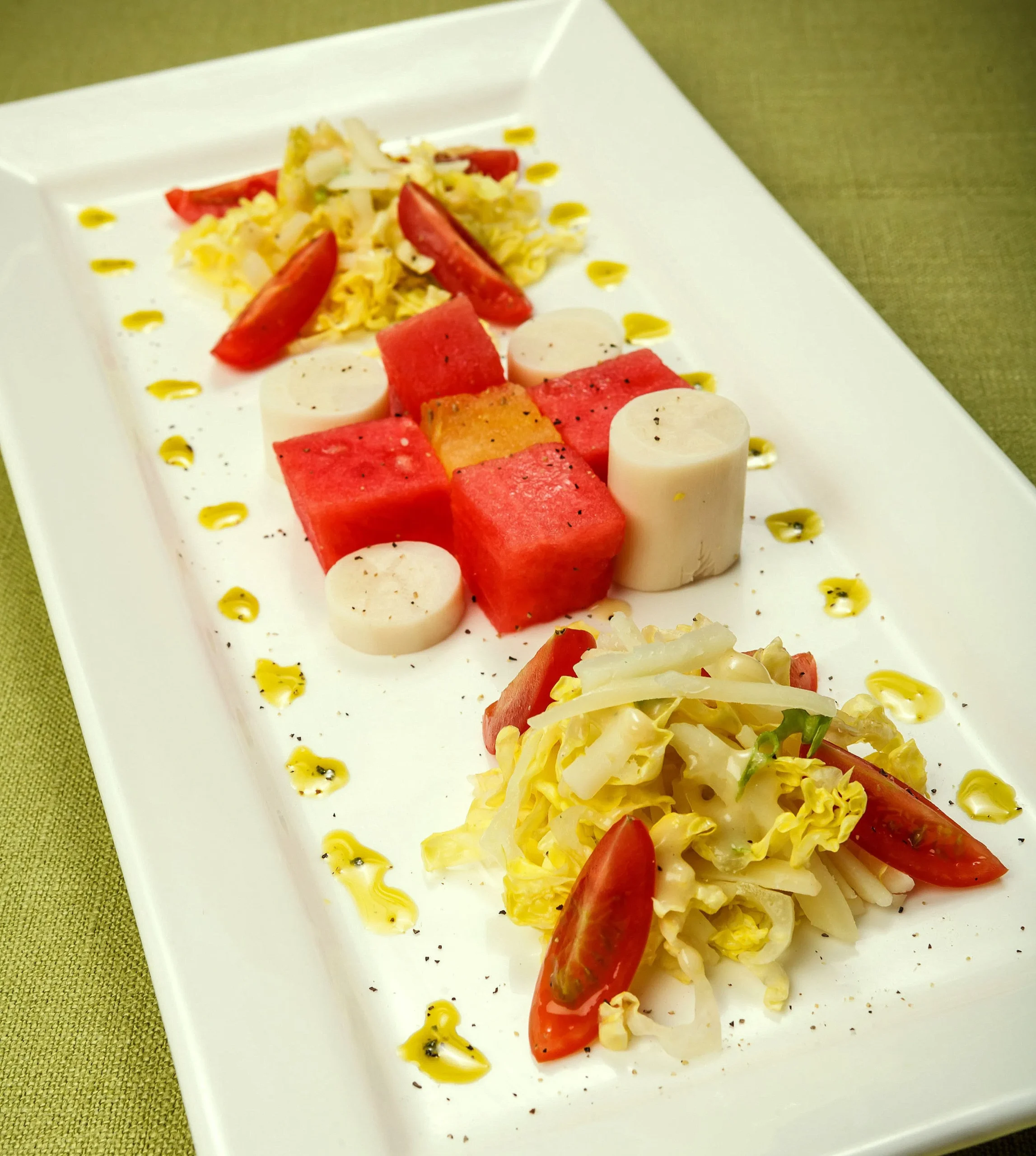 Melon and Hearts of Palm Salad with Chutney Vinaigrette