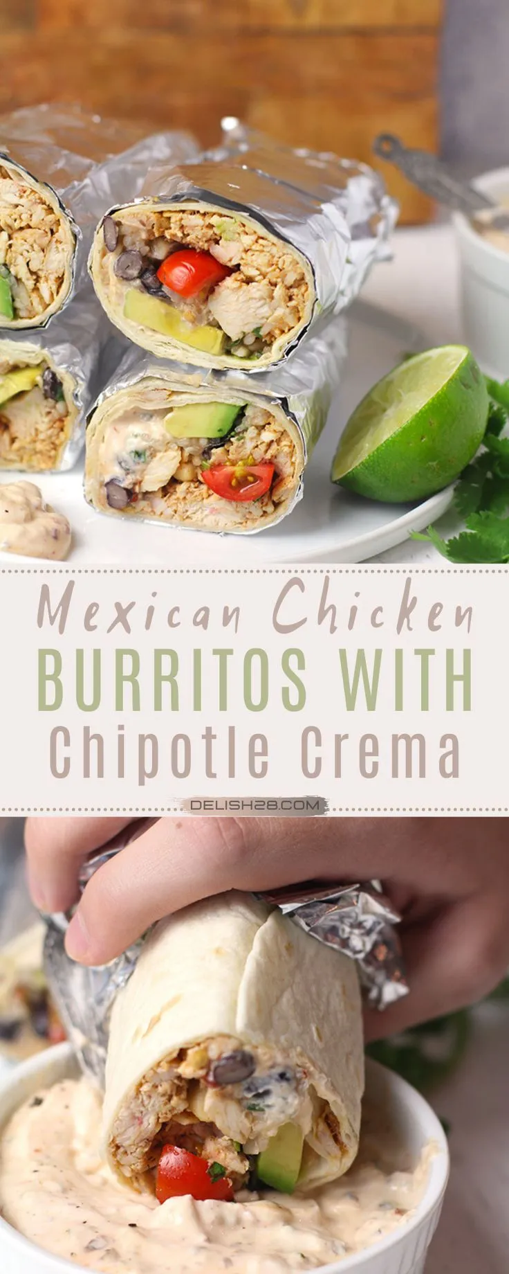 Mexican Chicken Burritos with Chipotle Crema