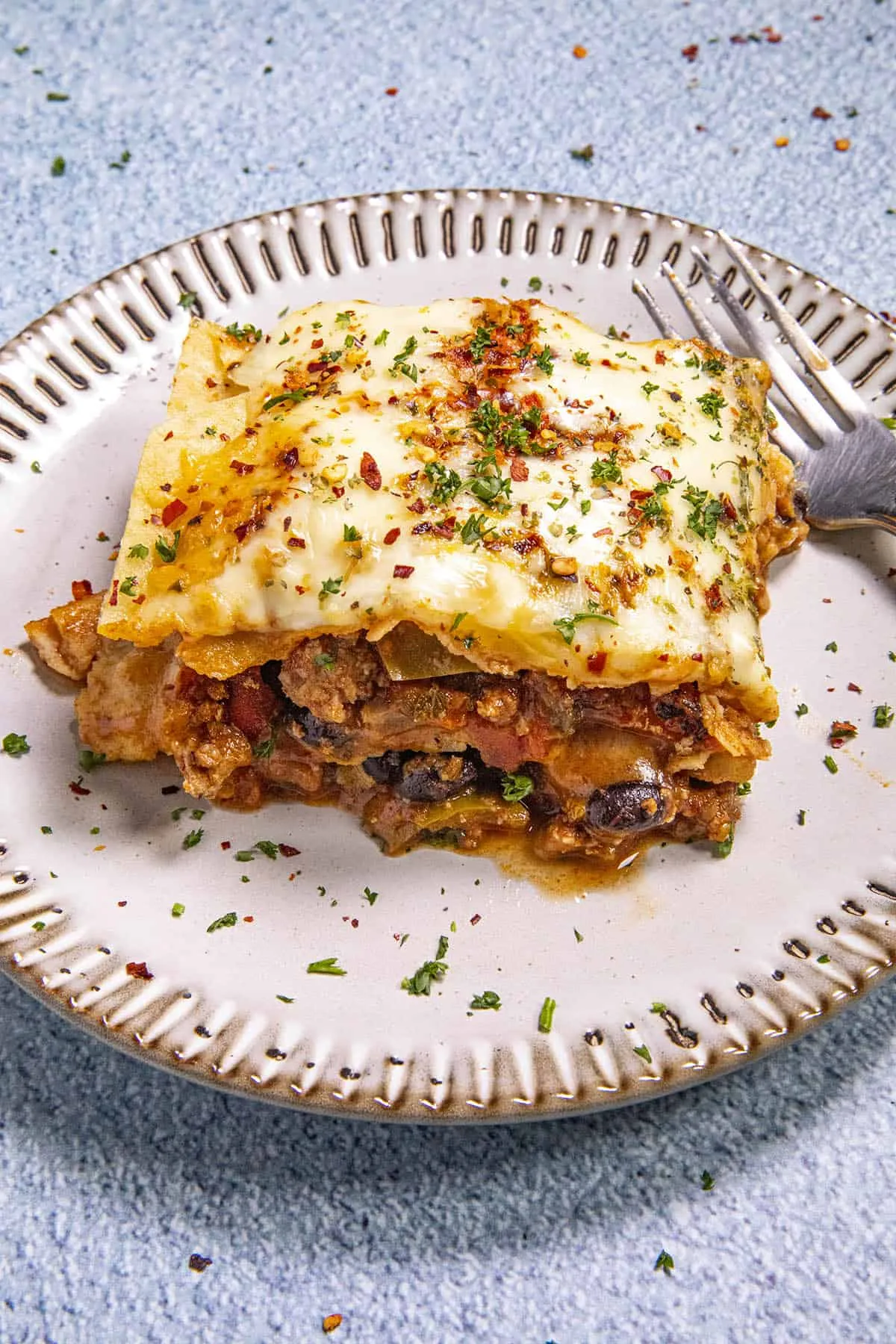 Mexican Lasagna with Chili Sin Carne