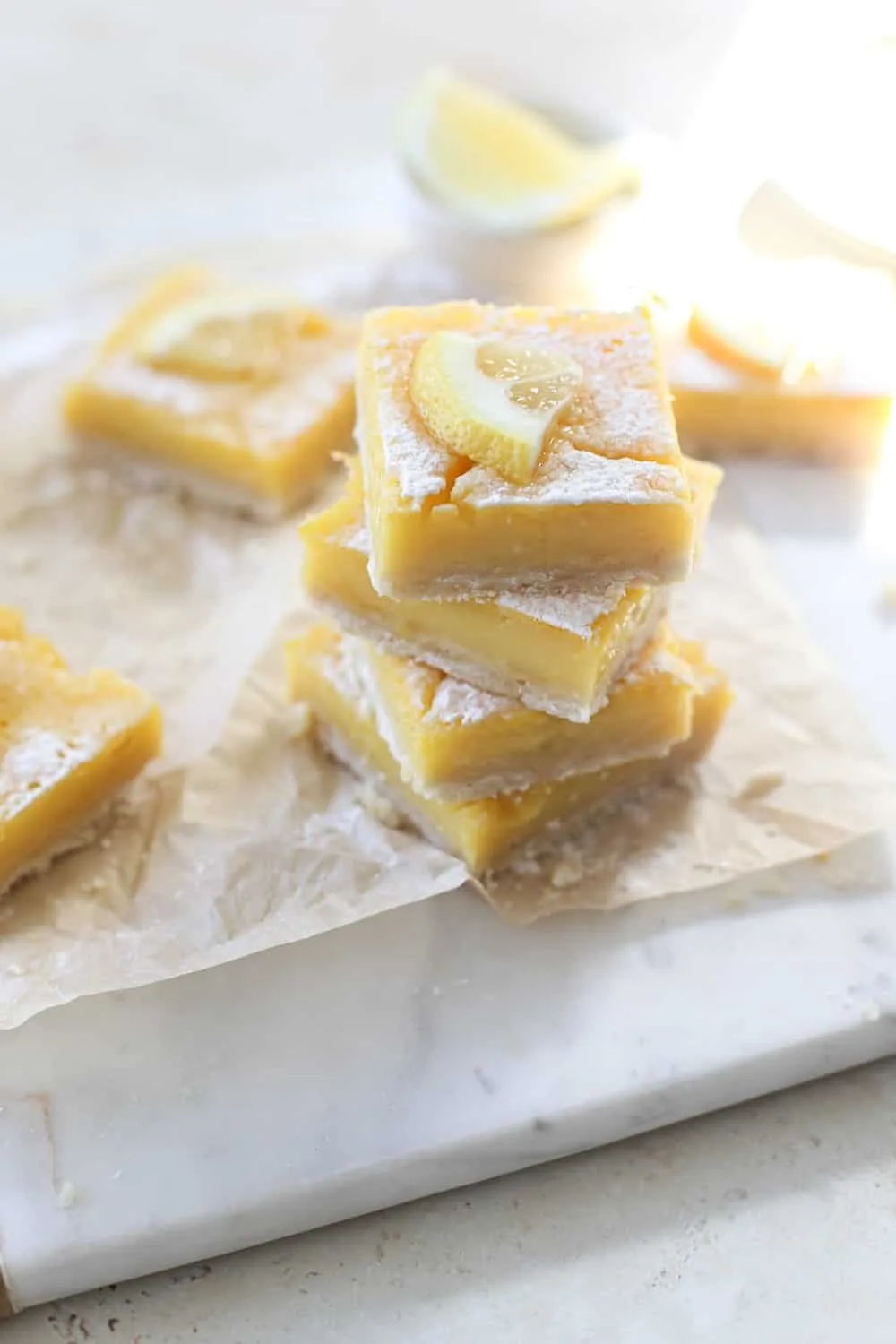 Meyer Lemon Bars Gluten Free Grain Free Dairy Free Refined Sugar Free