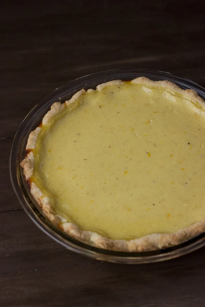 Meyer Lemon Buttermilk Pie with Blackberry Sauce