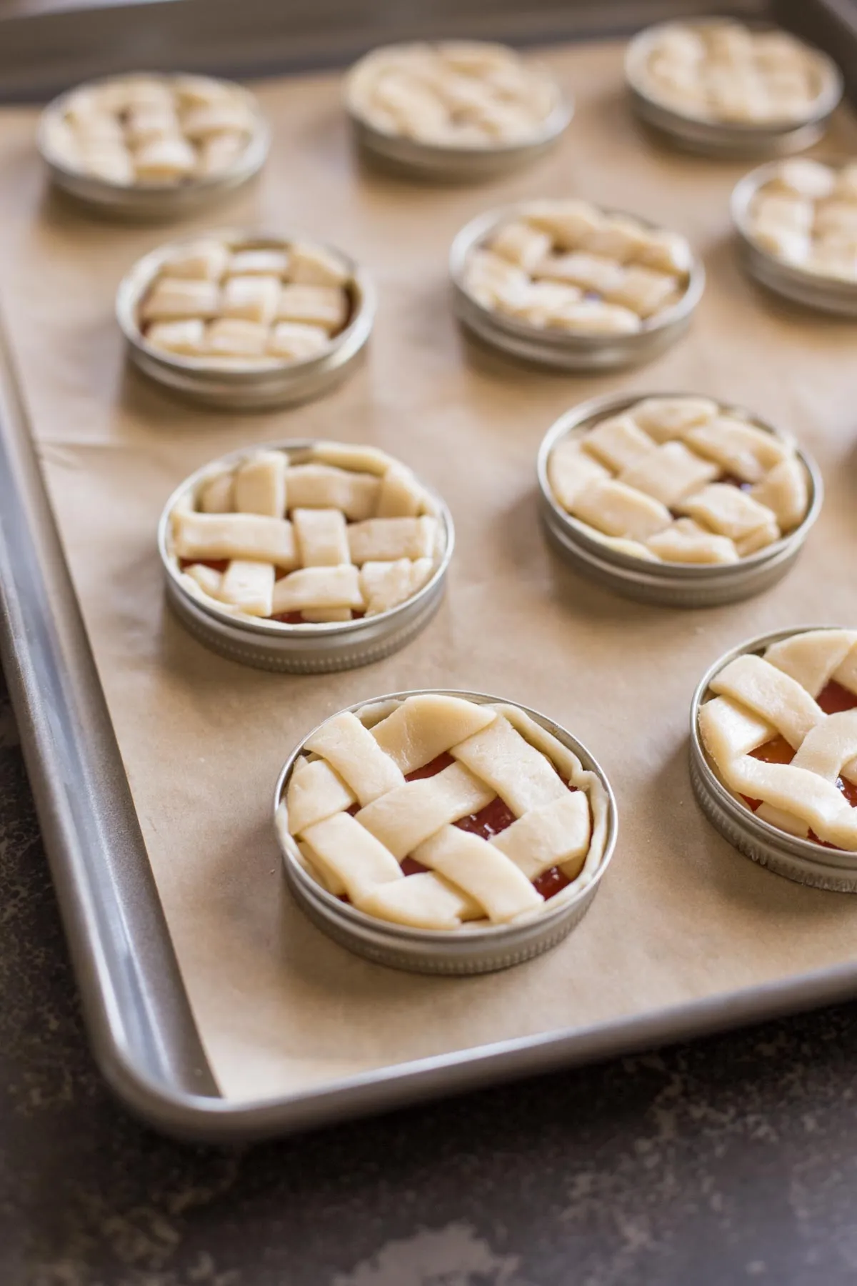 Mini Mason Jar Lid Strawberry Pies
