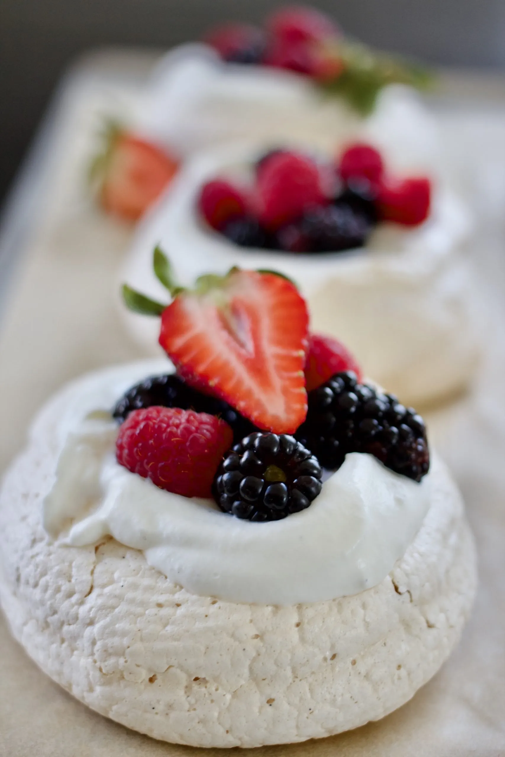 Mini Pavlova with Whipped Cream Berries