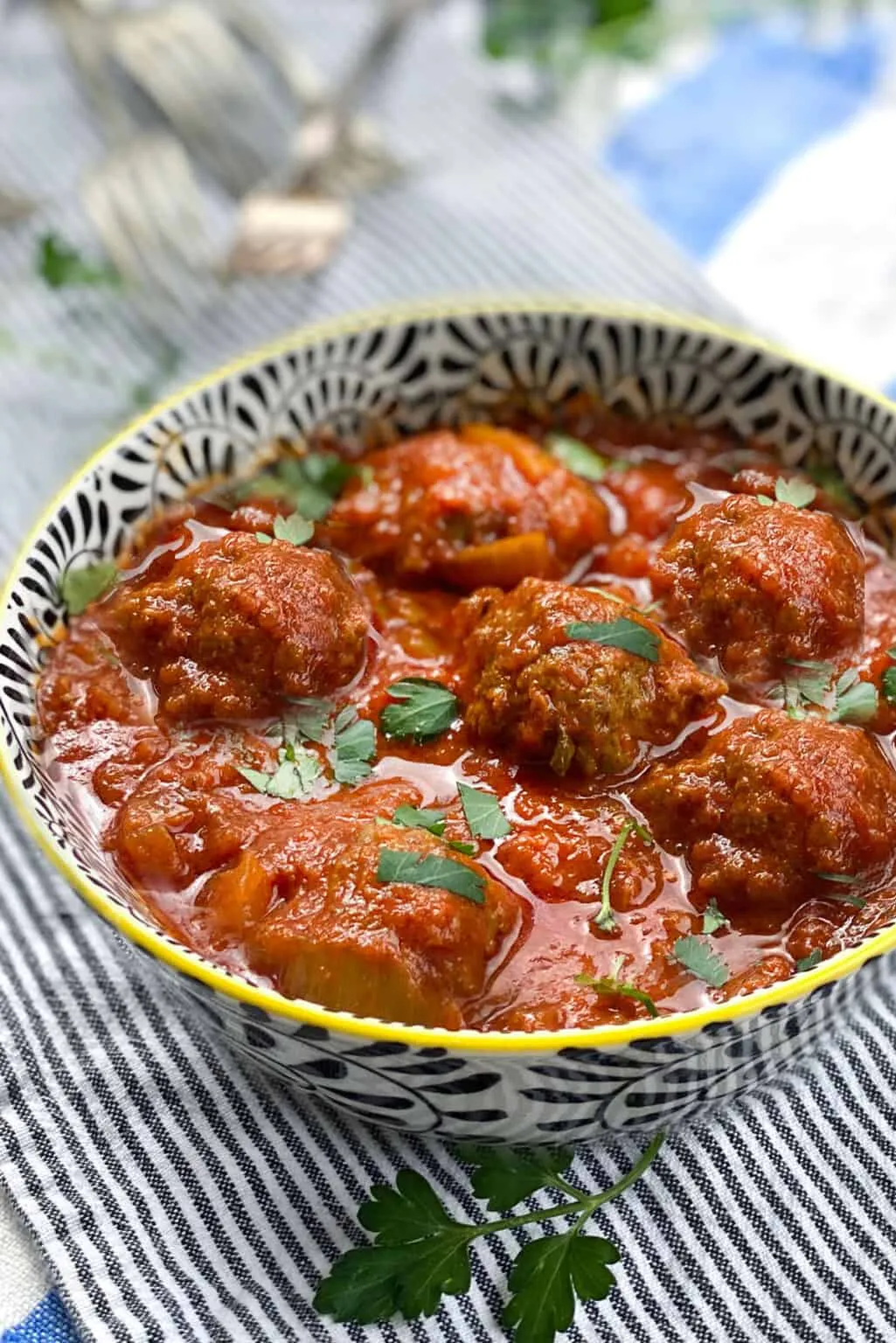 Moroccan Meatballs with Roasted Tomatoes and Chickpeas