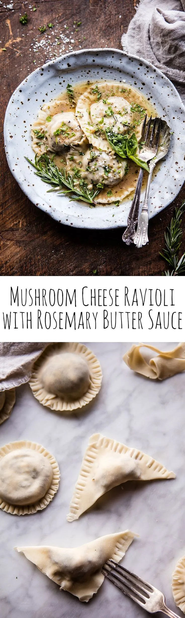 Mushroom Cheese Ravioli Rosemary Butter Sauce