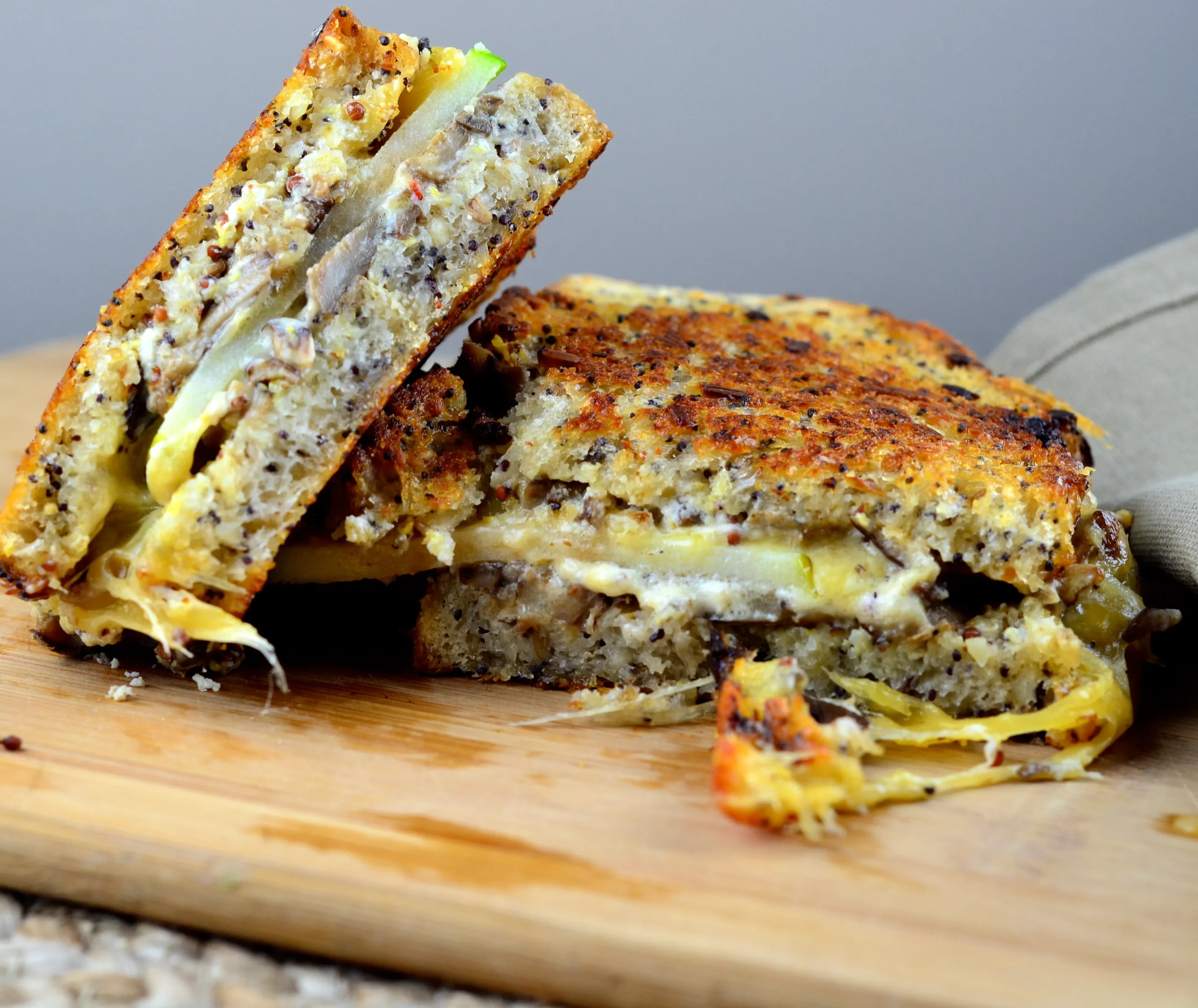 Mushroom Goat and Gouda Grilled Cheese