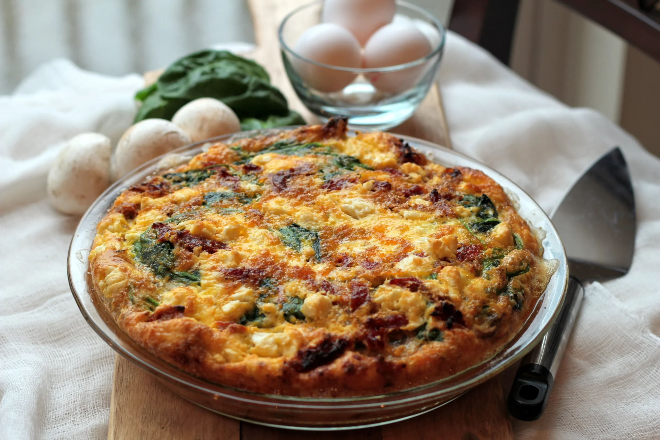 Mushroom Spinach Crustless Quiche