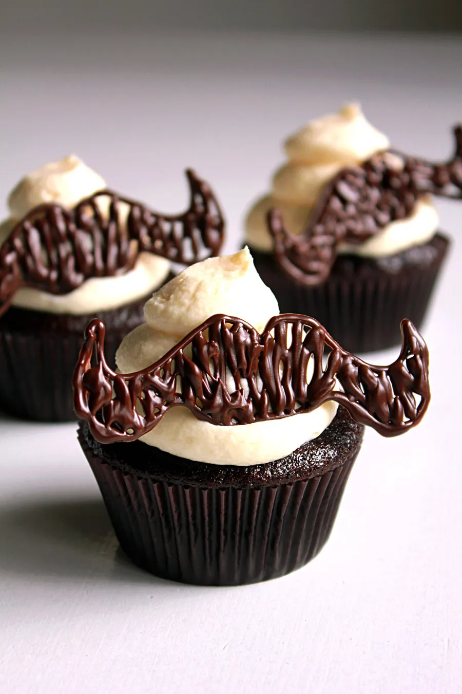 Mustache Topped Chocolate Cupcakes