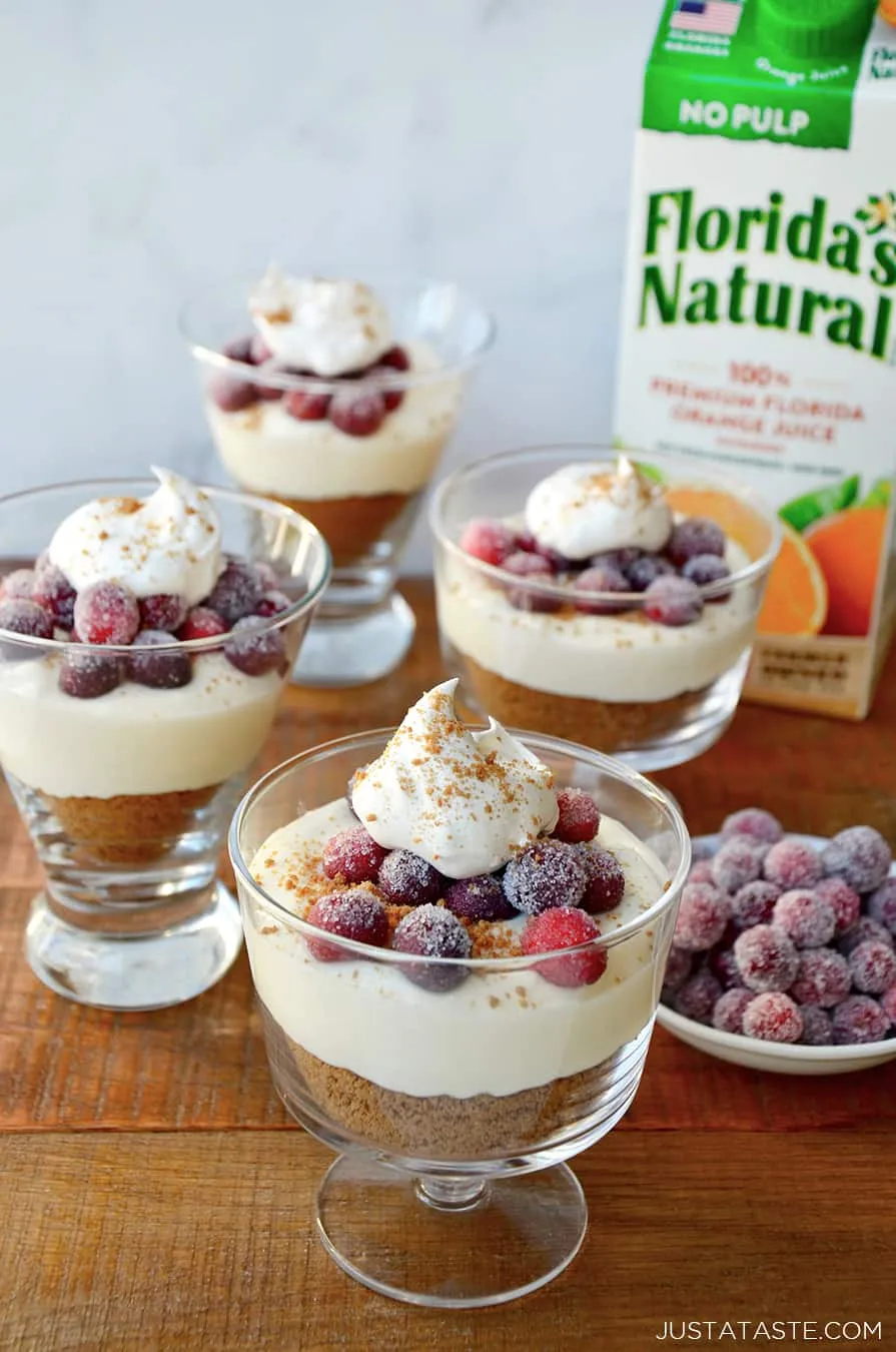 No Bake Orange Cranberry Cheesecake Parfaits