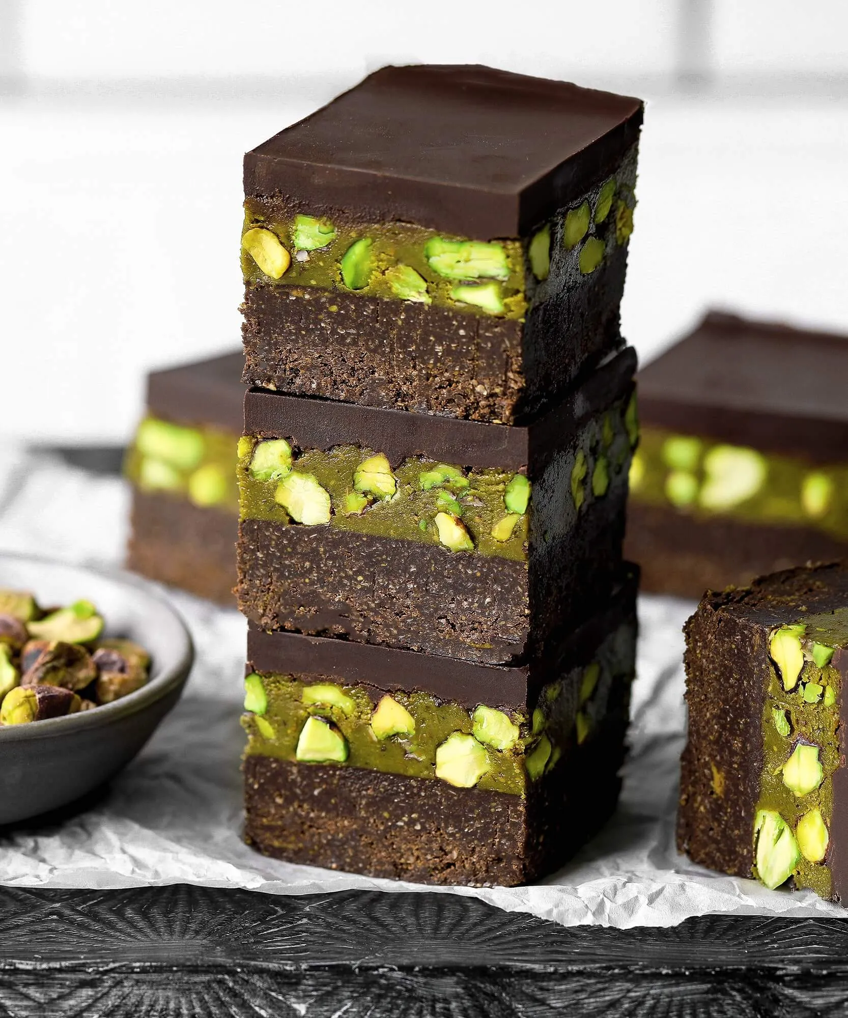No Bake Pistachio Brownies