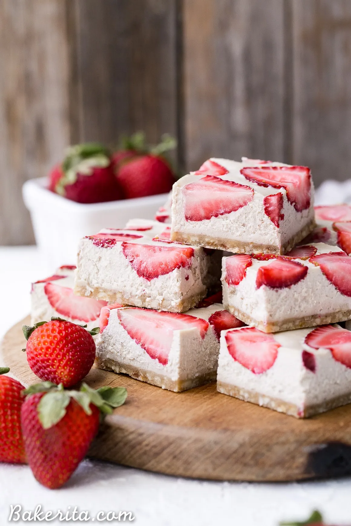 No Bake Strawberry Shortcake Cheesecake Bars