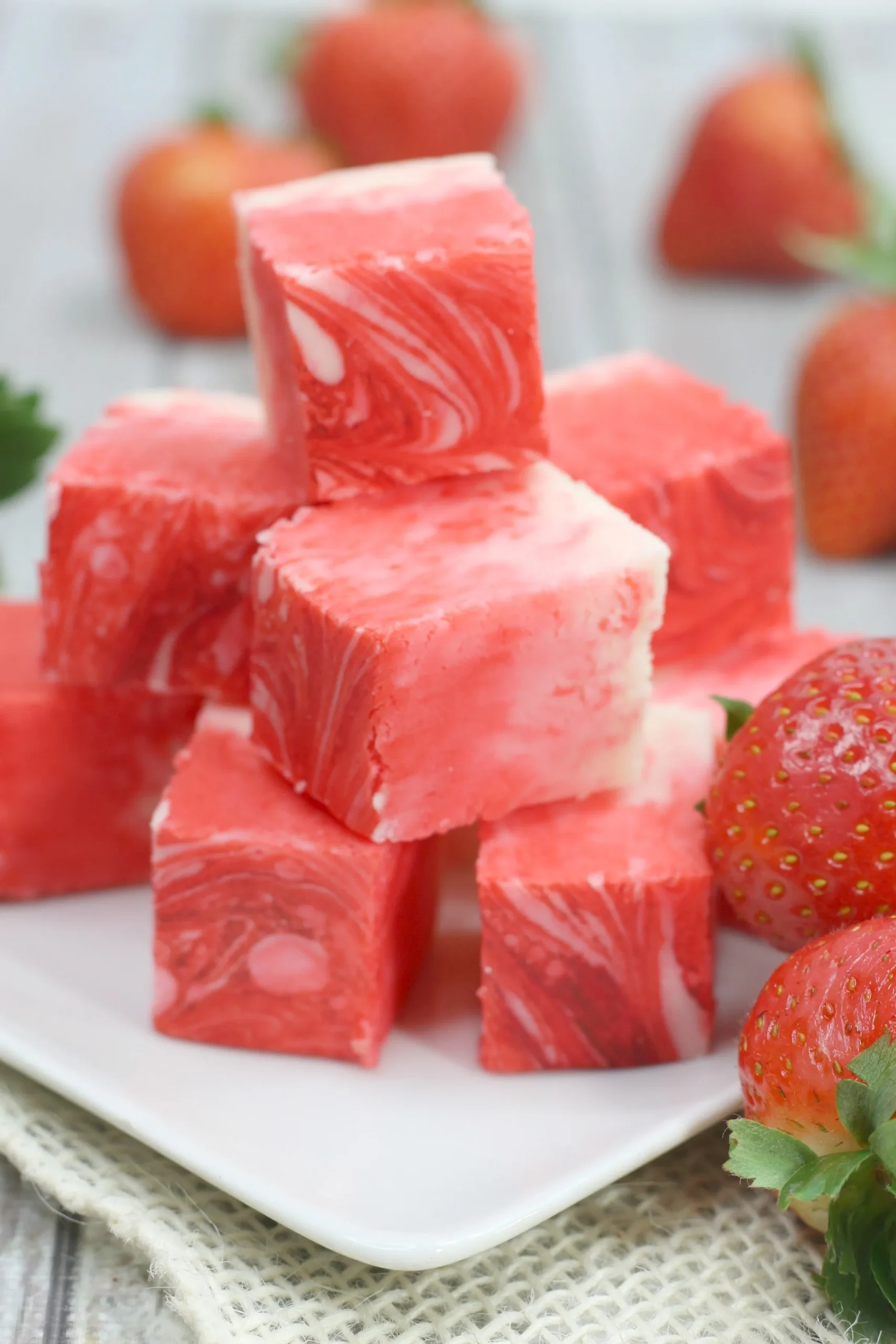 No Bake Strawberry Swirl Fudge