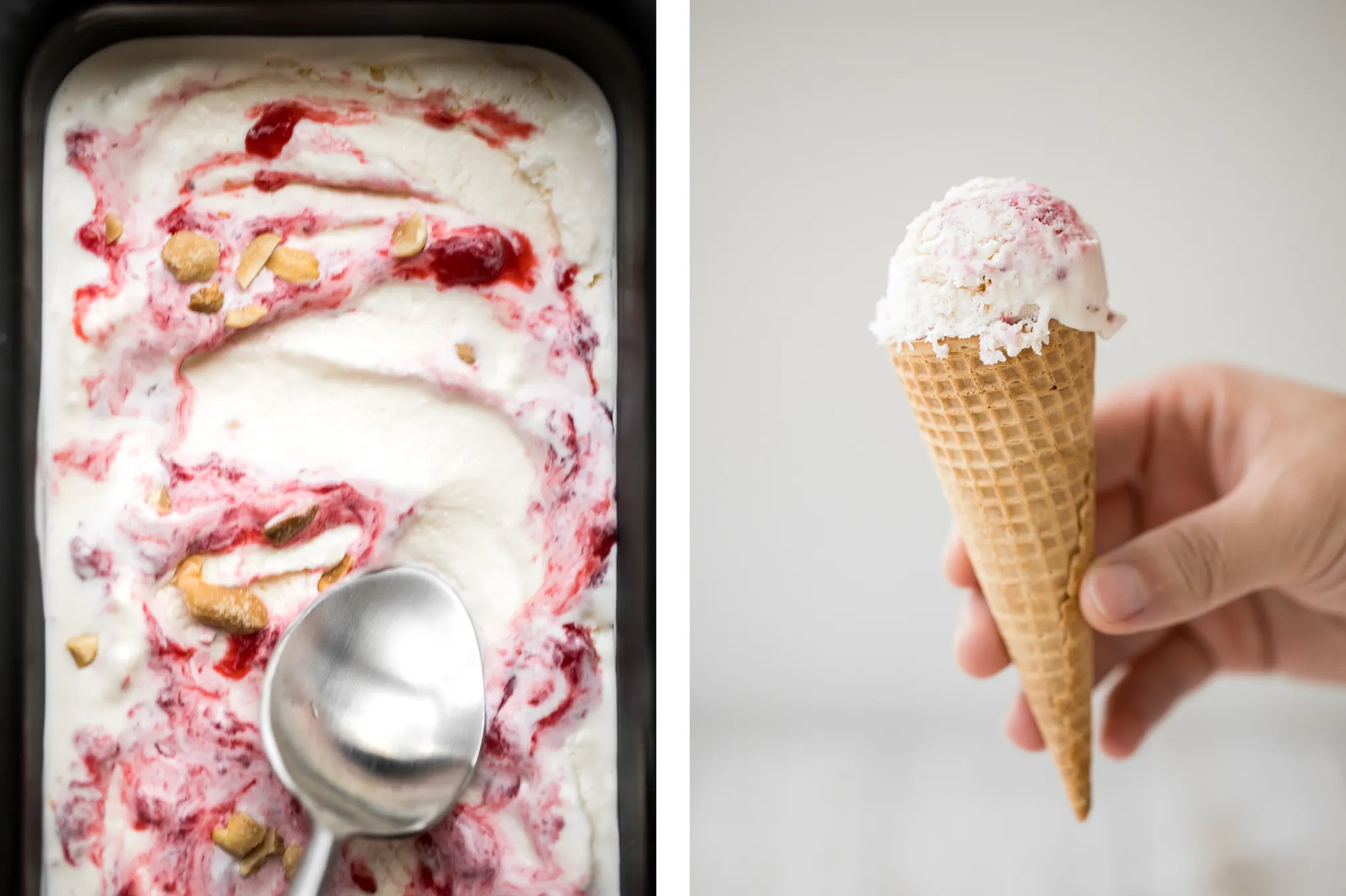 No Churn Vanilla Ice Cream with Strawberry Jam