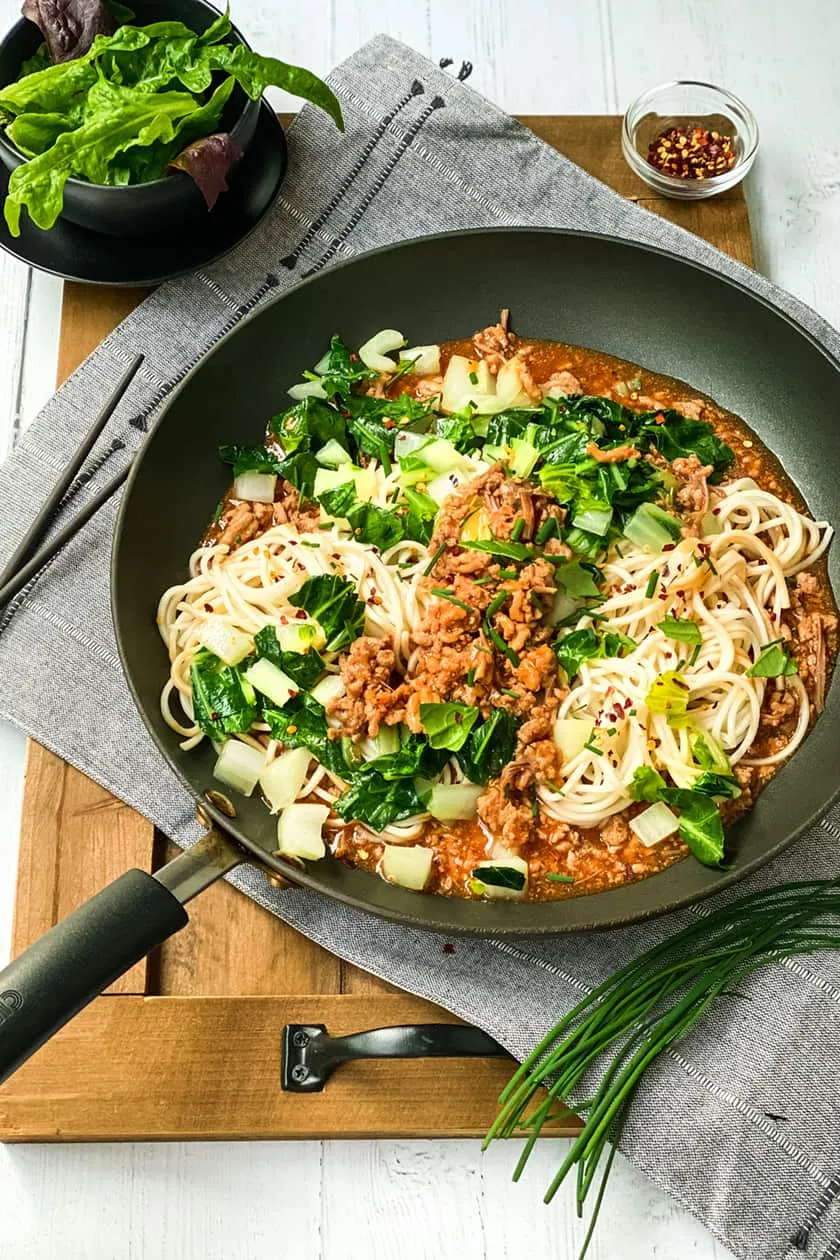 Noodles with Ginger Pork or Turkey and Bok Choy