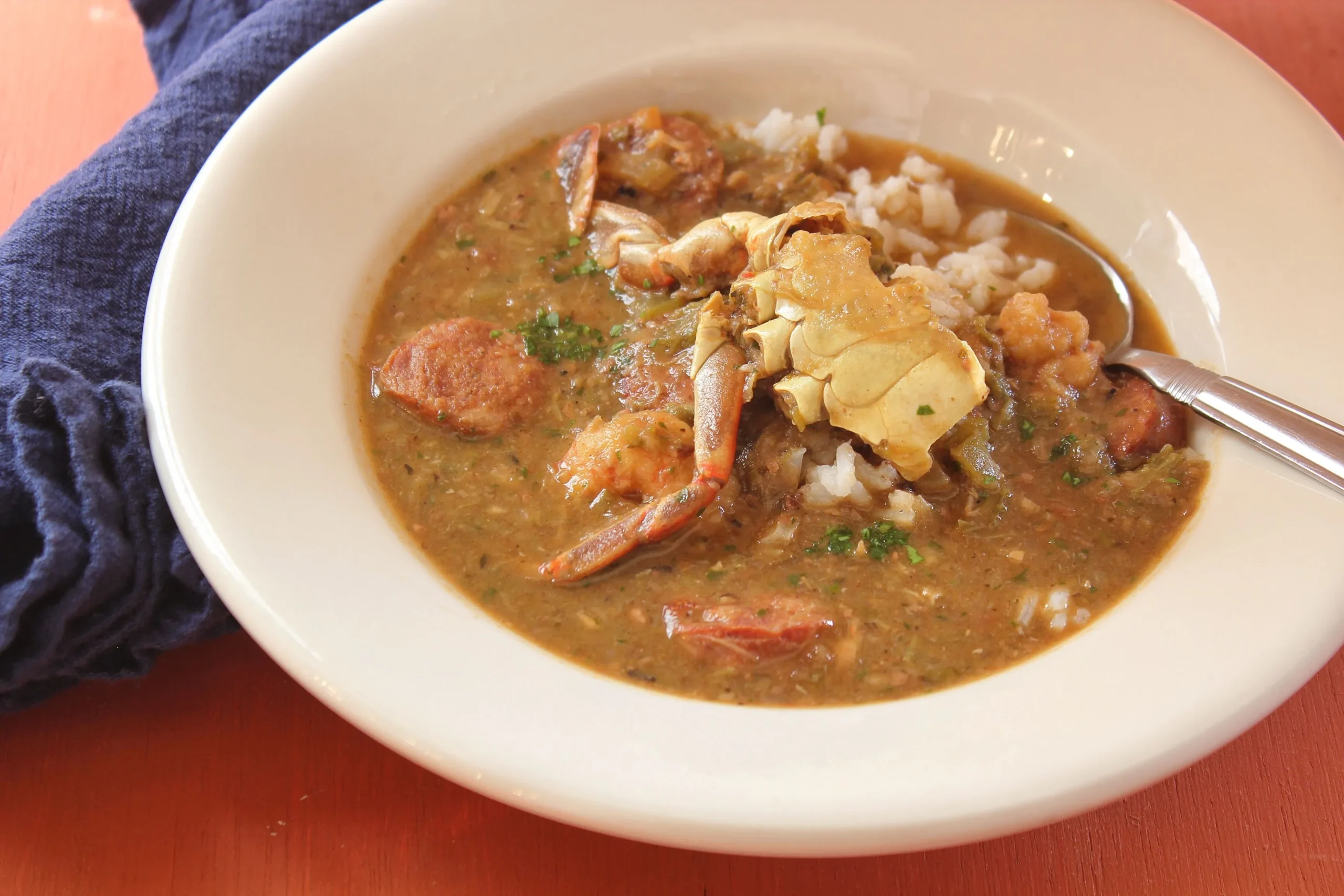 Okra Chicken and Crab Gumbo with Rice