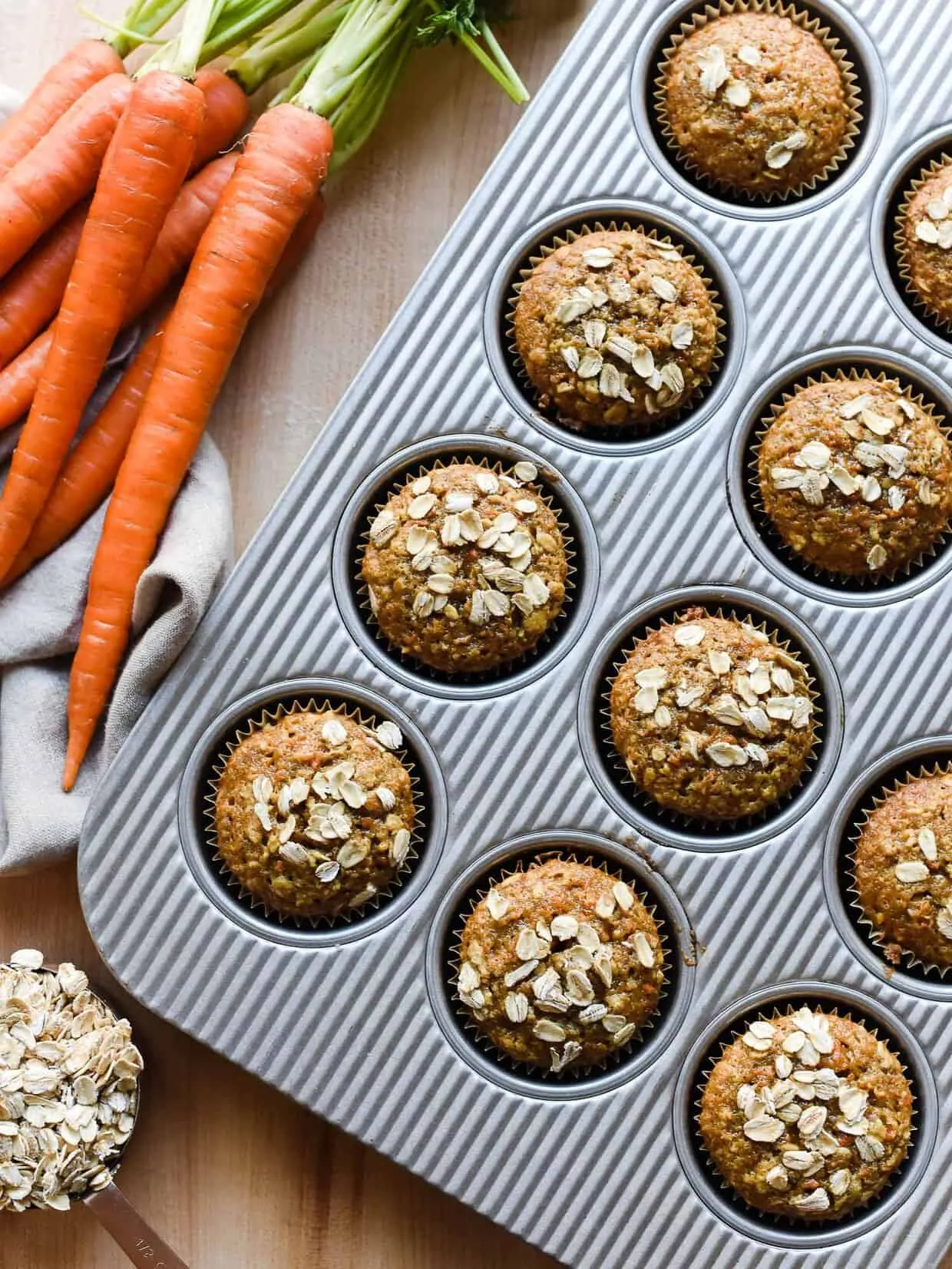 One Bowl Carrot Spice Oatmeal Muffins