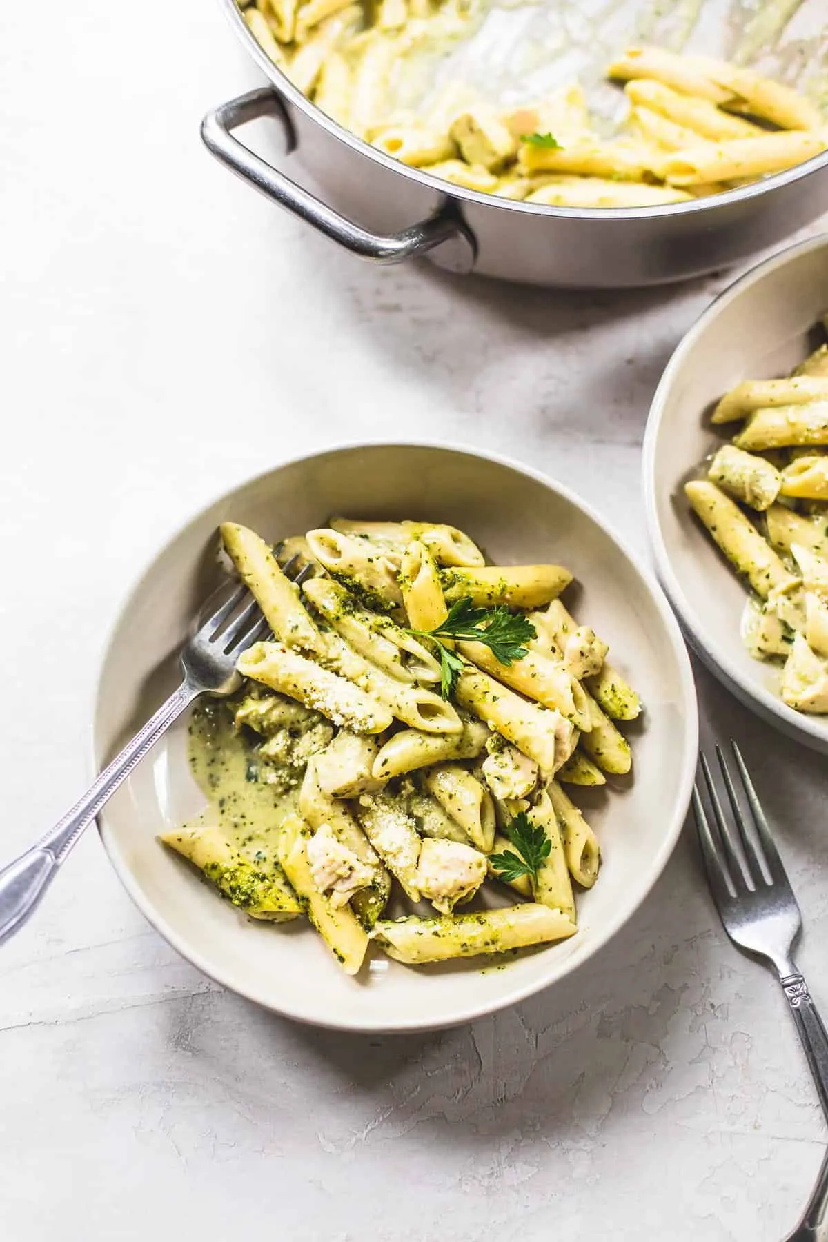 One Pan Creamy Pesto Chicken
