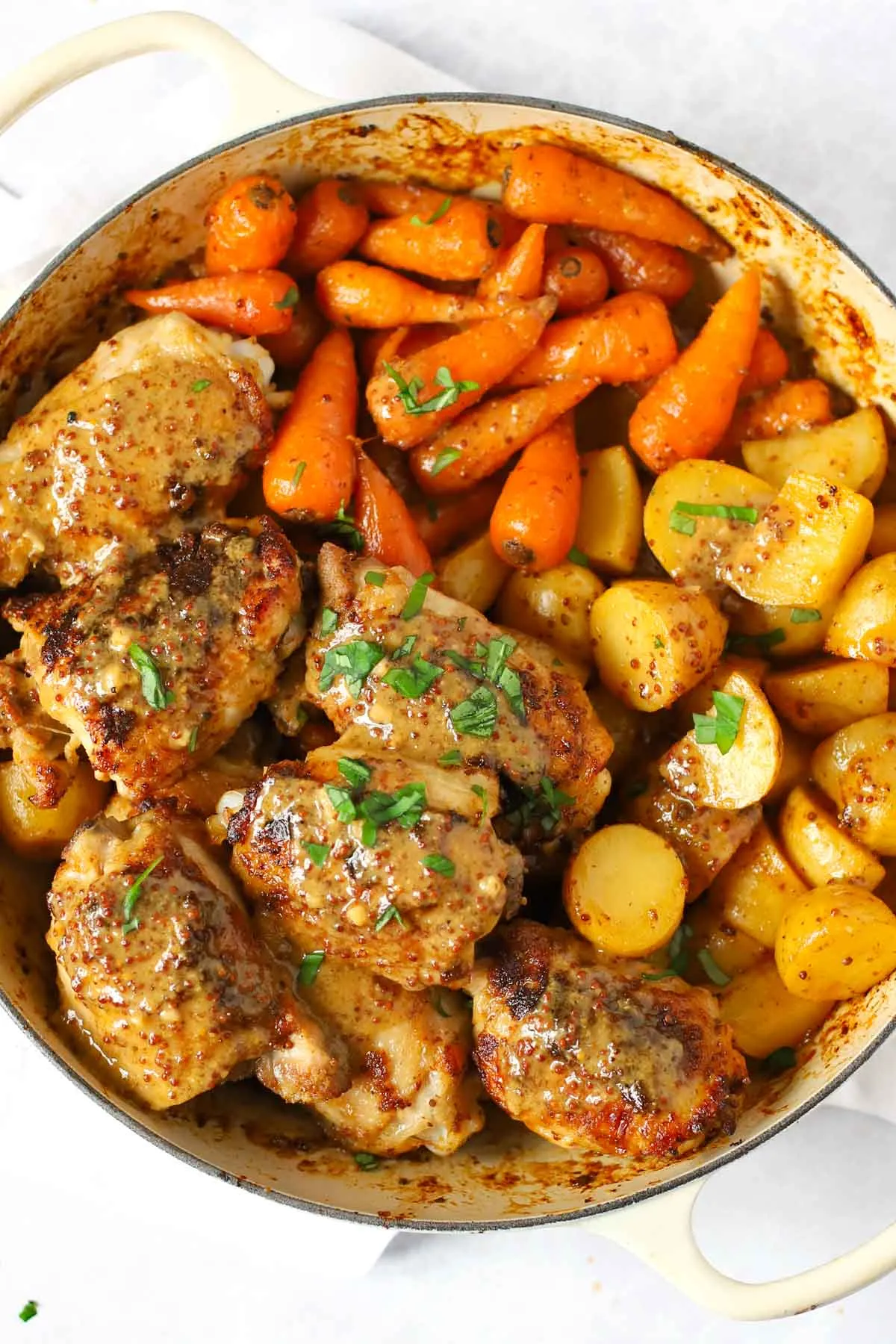 One Pan Honey Mustard Chicken Thighs Vegetables