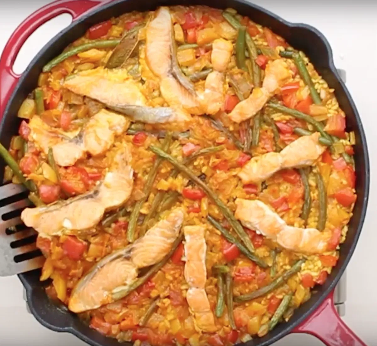 One Pan Salmon Paella