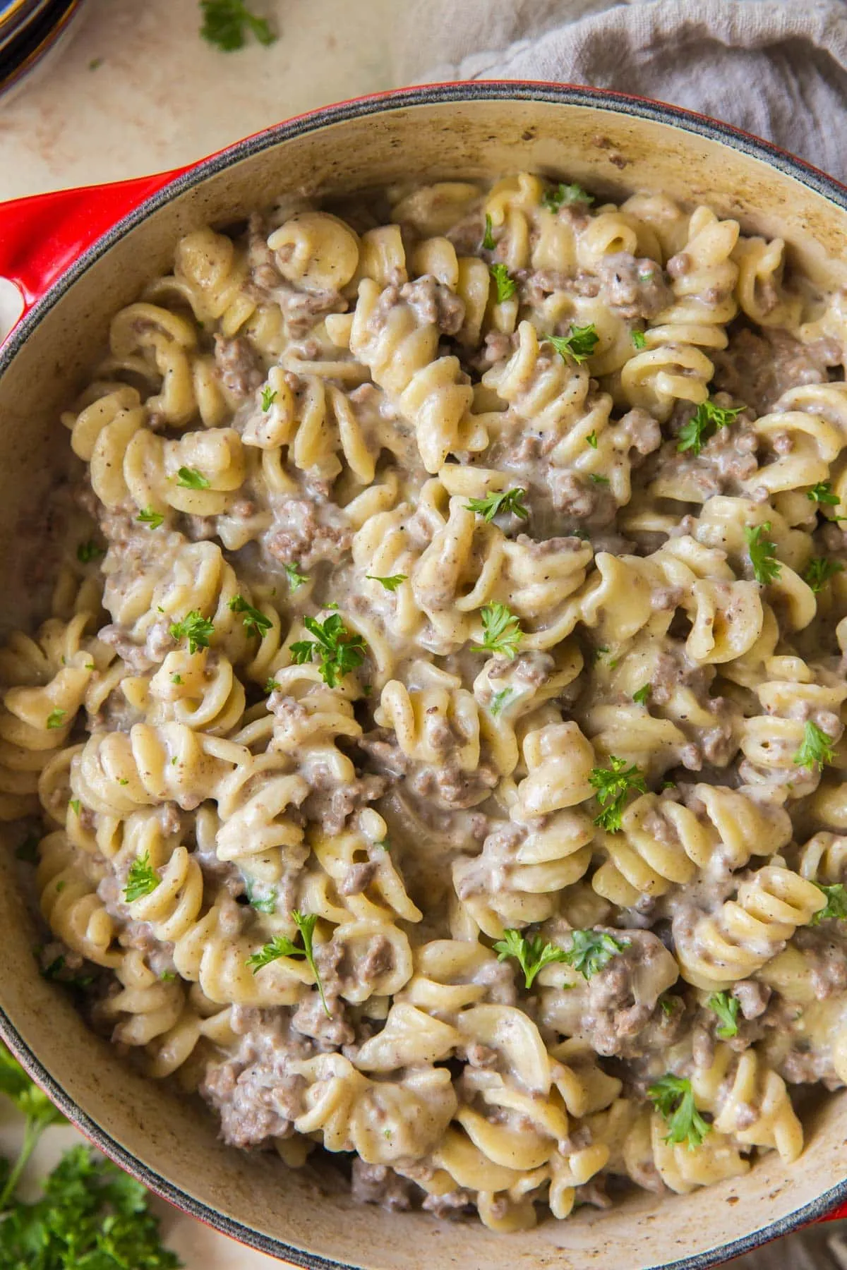 One Pot Rich Creamy Ground Beef Stroganoff Noodles