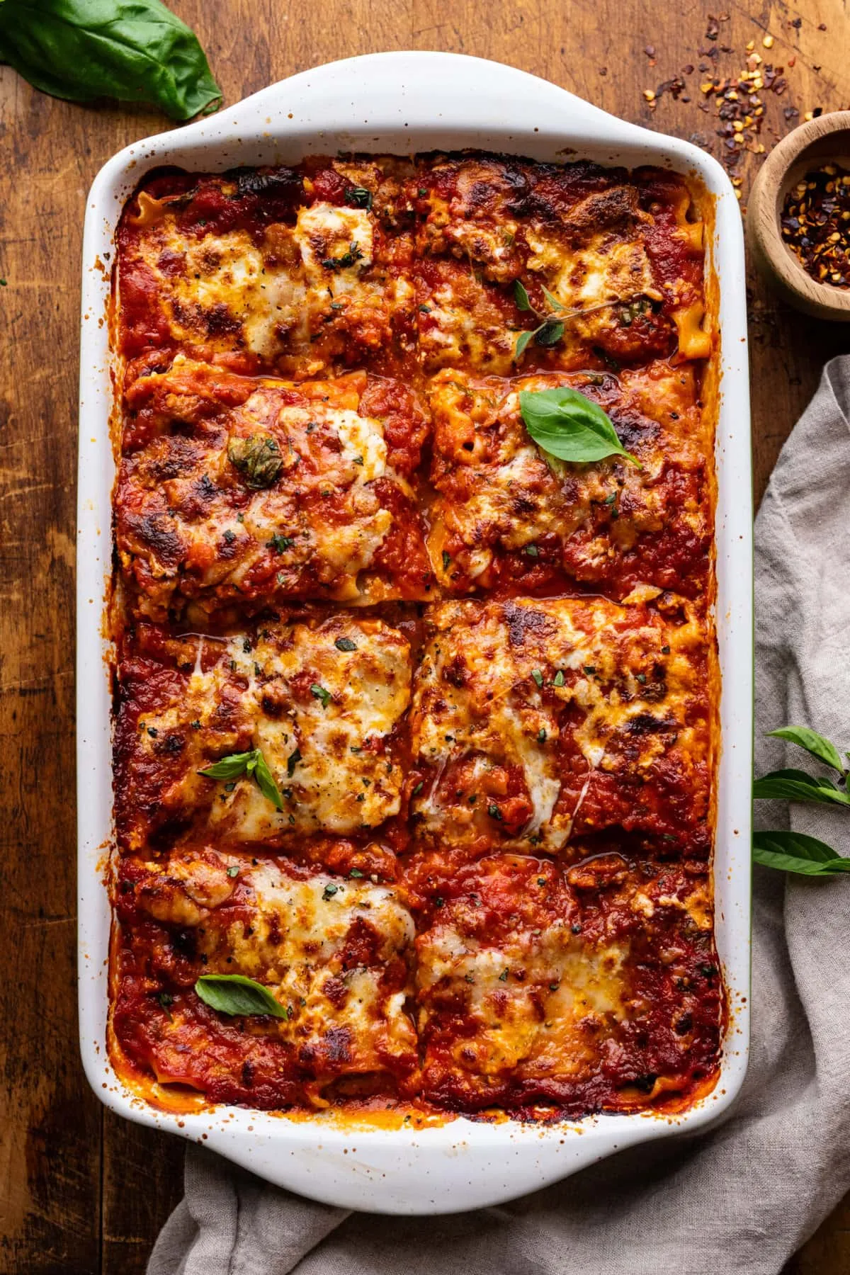 One Step Lasagna with Sausage and Basil
