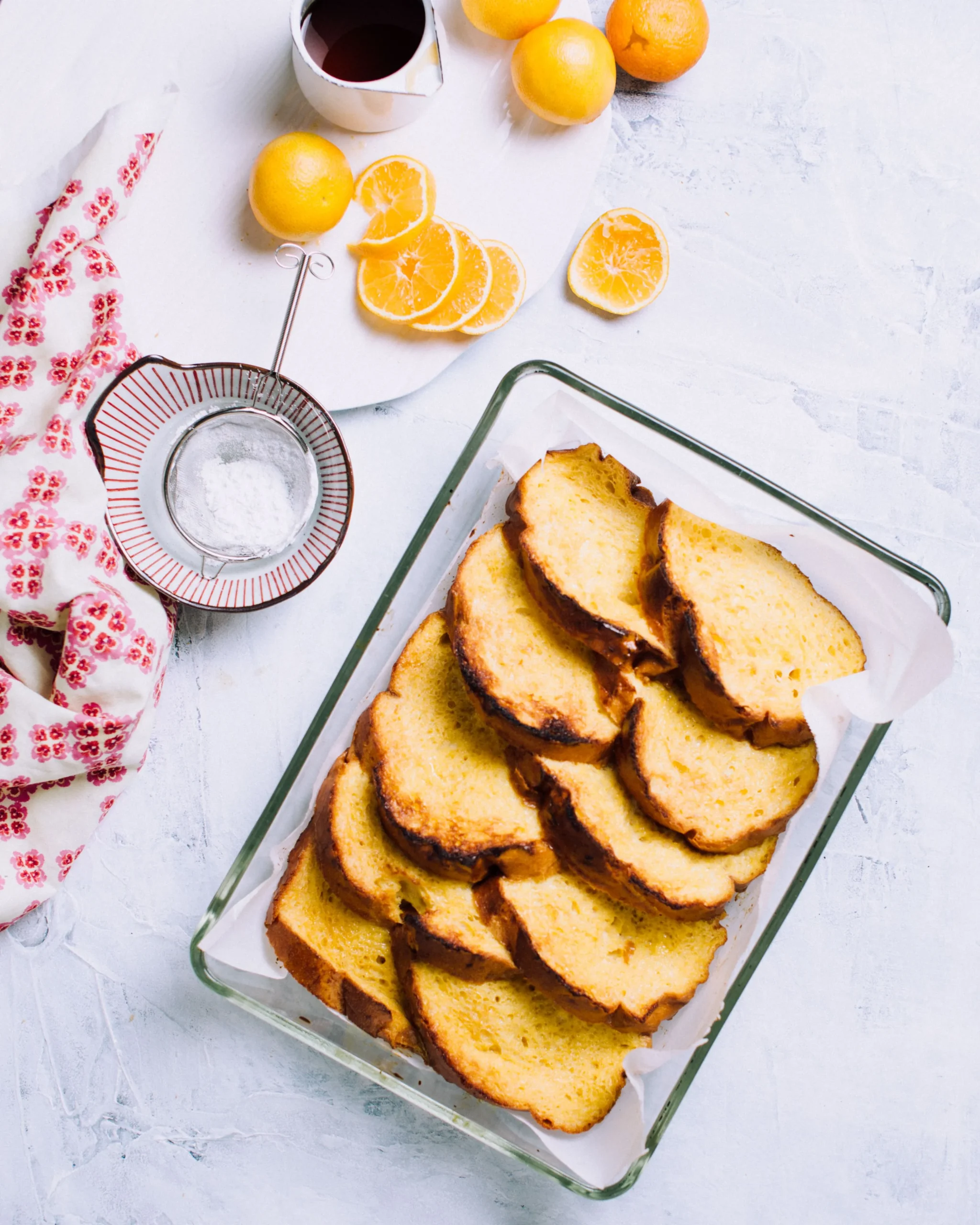 Orange Juice Infused Vanilla Baked French Toast Casserole