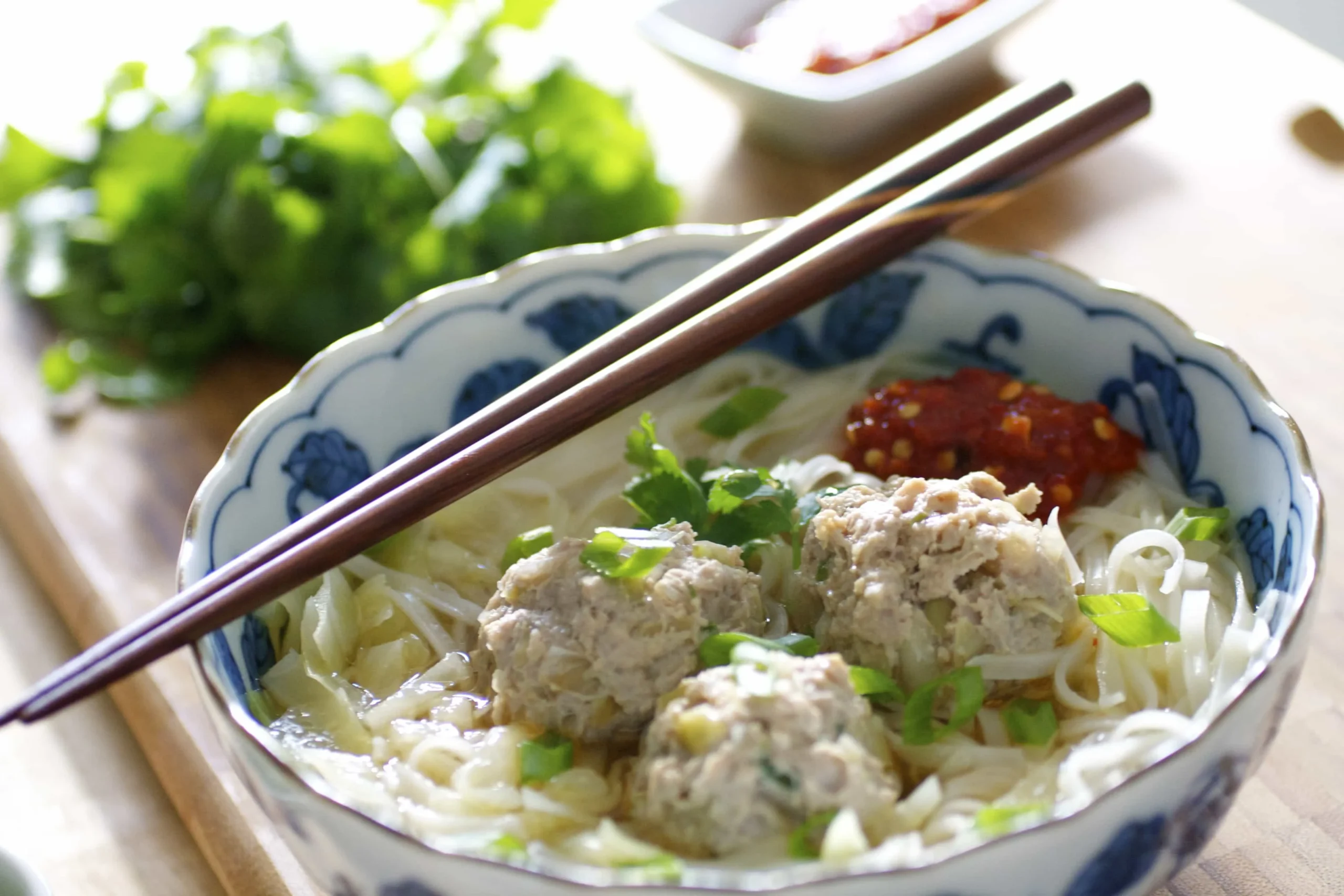 Oriental Noodles and Meatballs