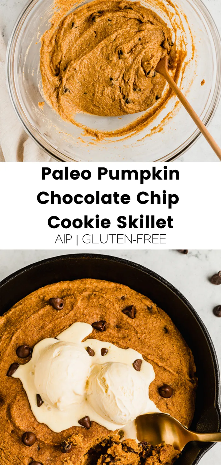 Paleo Pumpkin Chocolate Chip Cookie Skillet