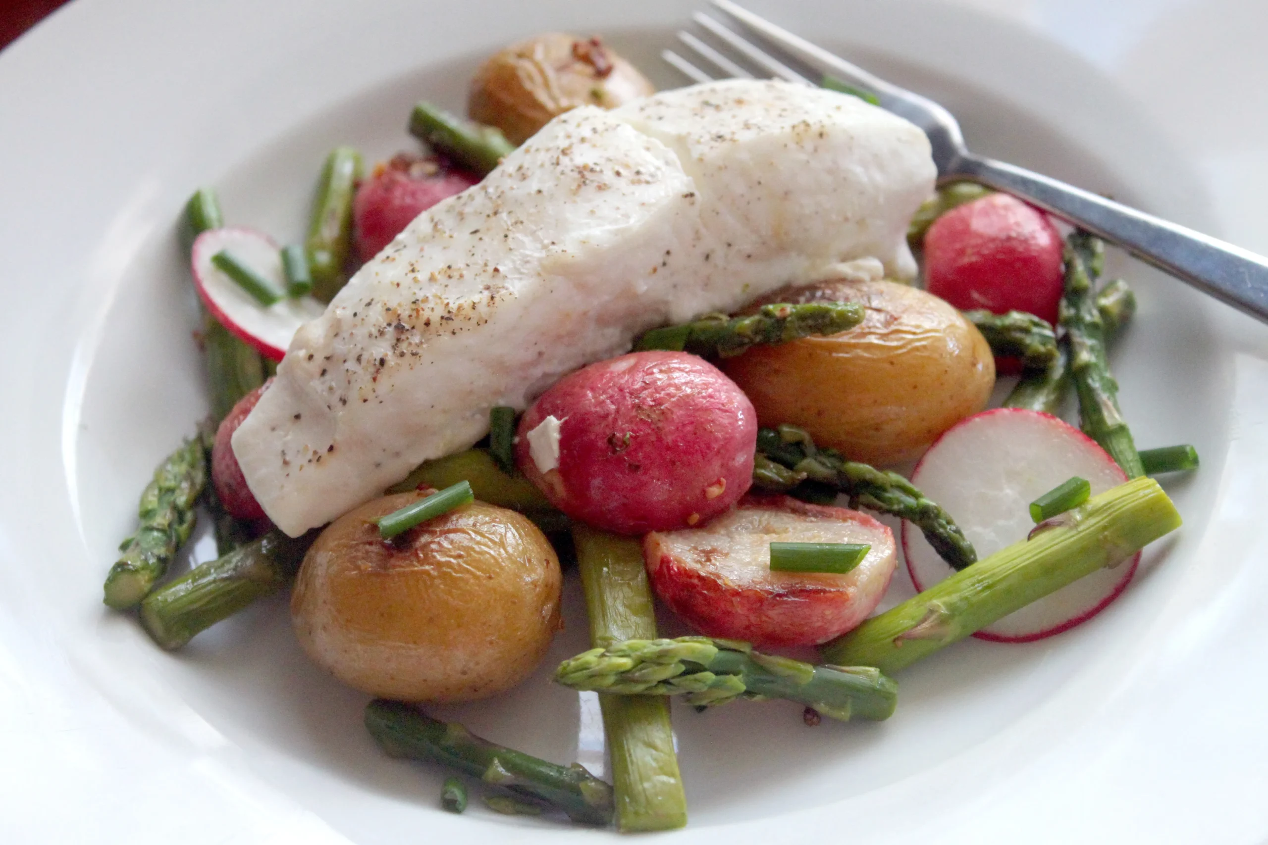 Pan Roasted Halibut with Spring Vegetables