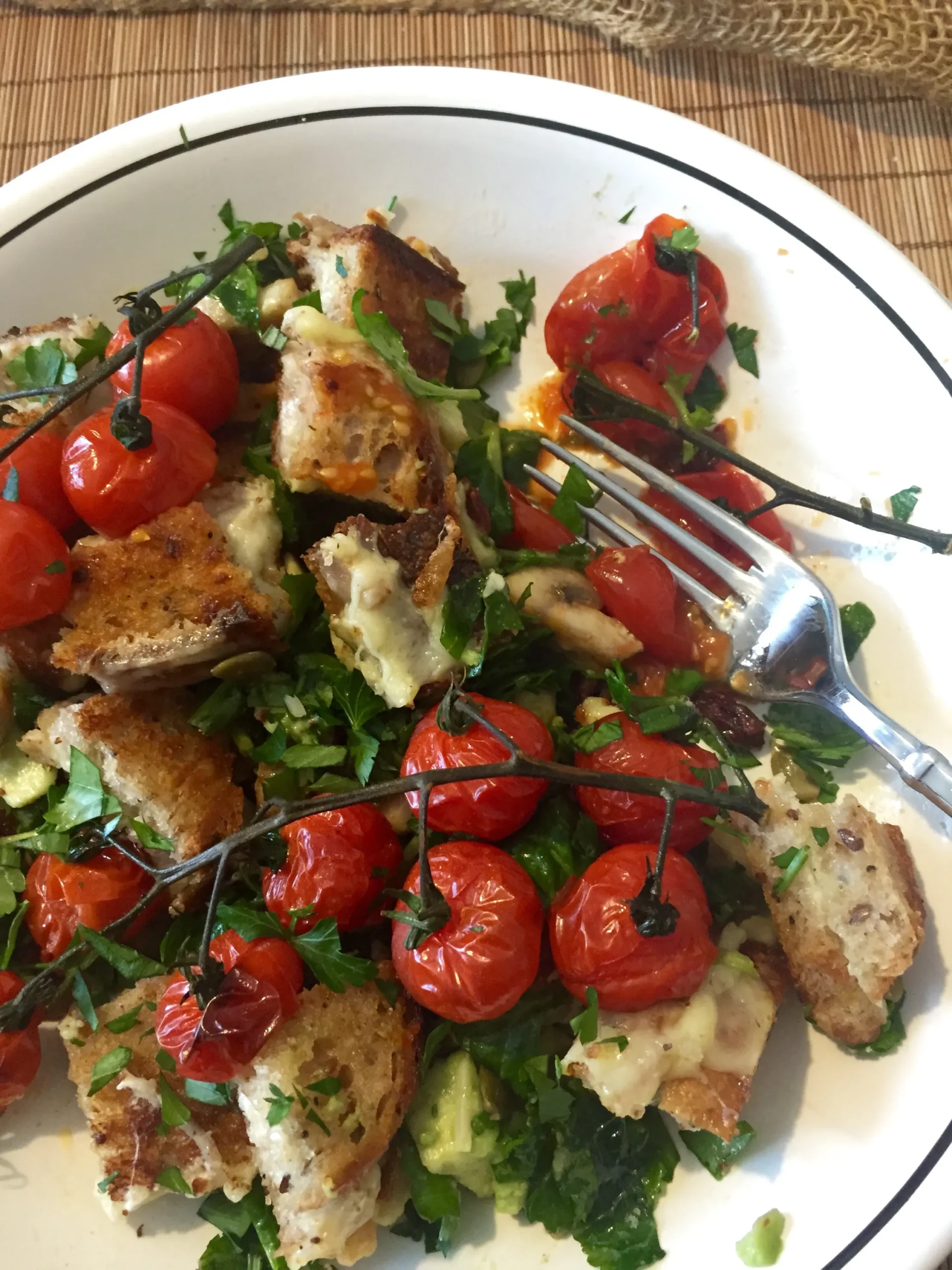 Panzanella with Cherry Tomatoes and Bell Peppers