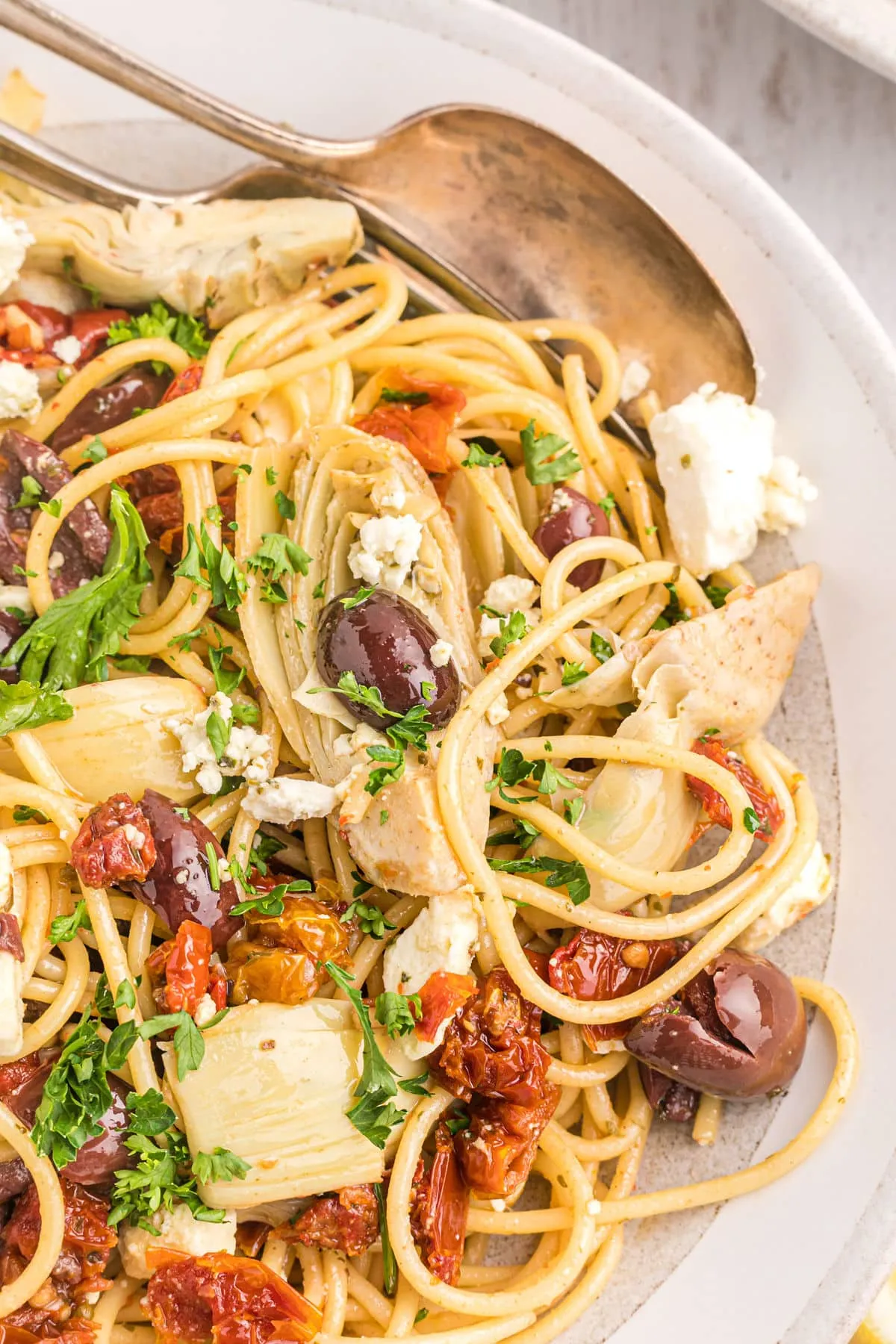Pasta with Sweet and Hot Peppers, Beans, Lemon, and Olives