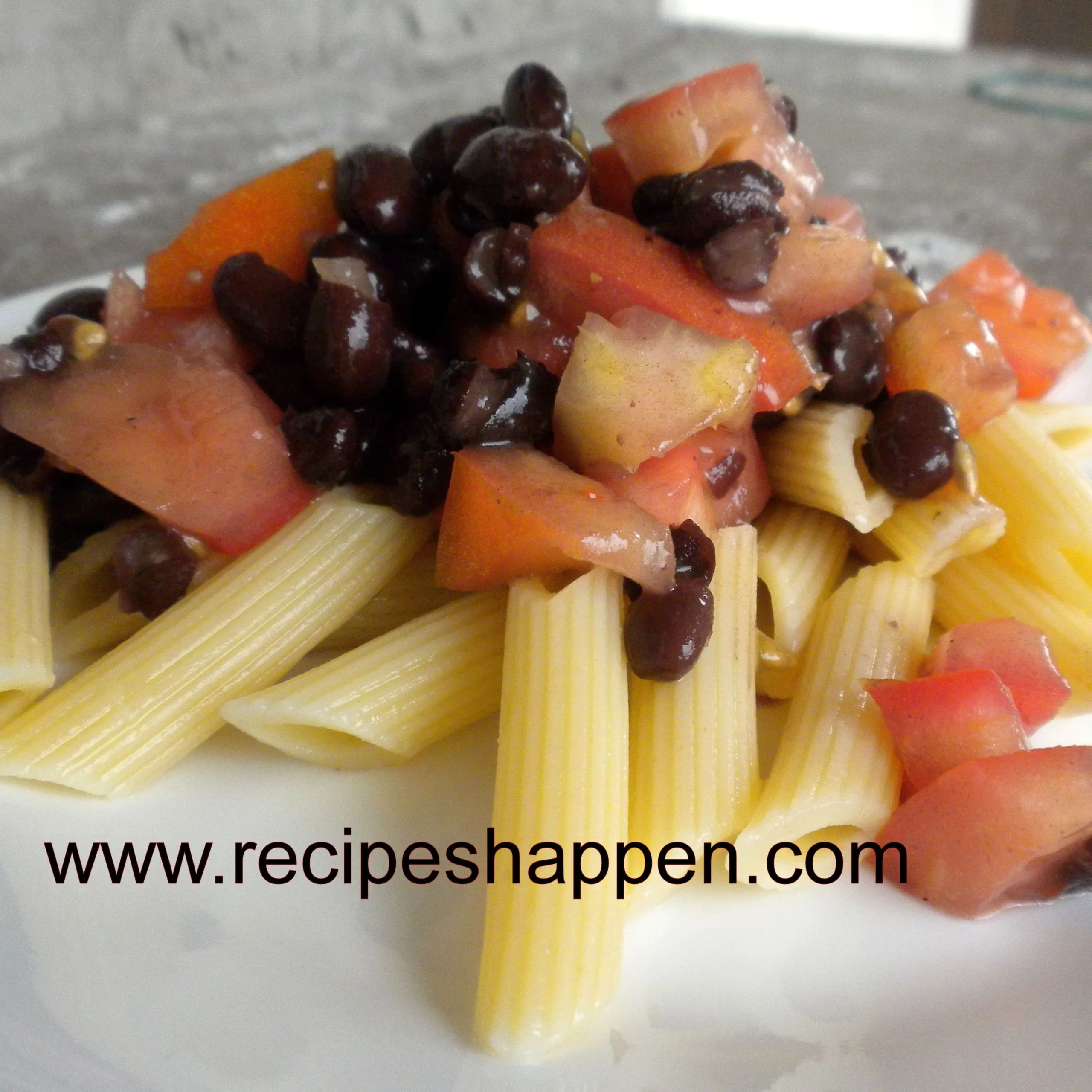 Pasta with Tomatoes and Black Beans