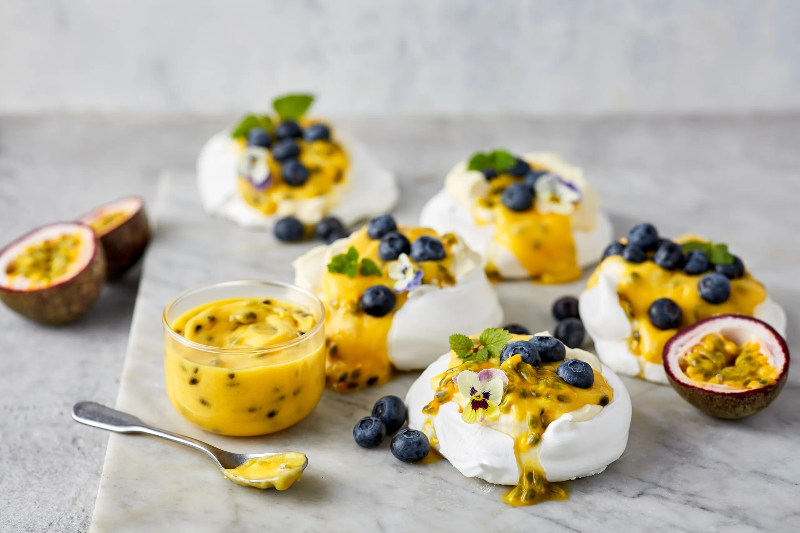 Pavlova with Cream and Passionfruit