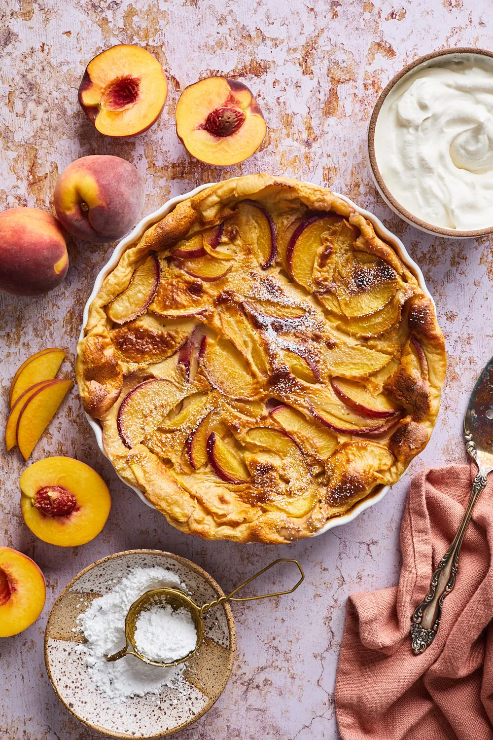 Peach Clafouti with Peach Ice Cream