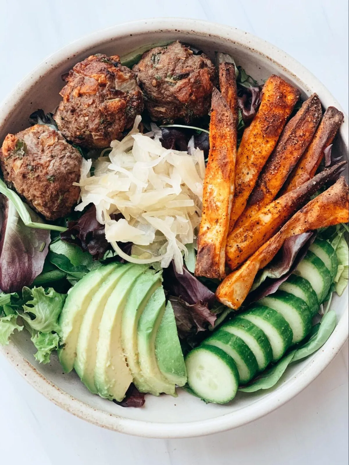 Pesto Bison Burger Bowls