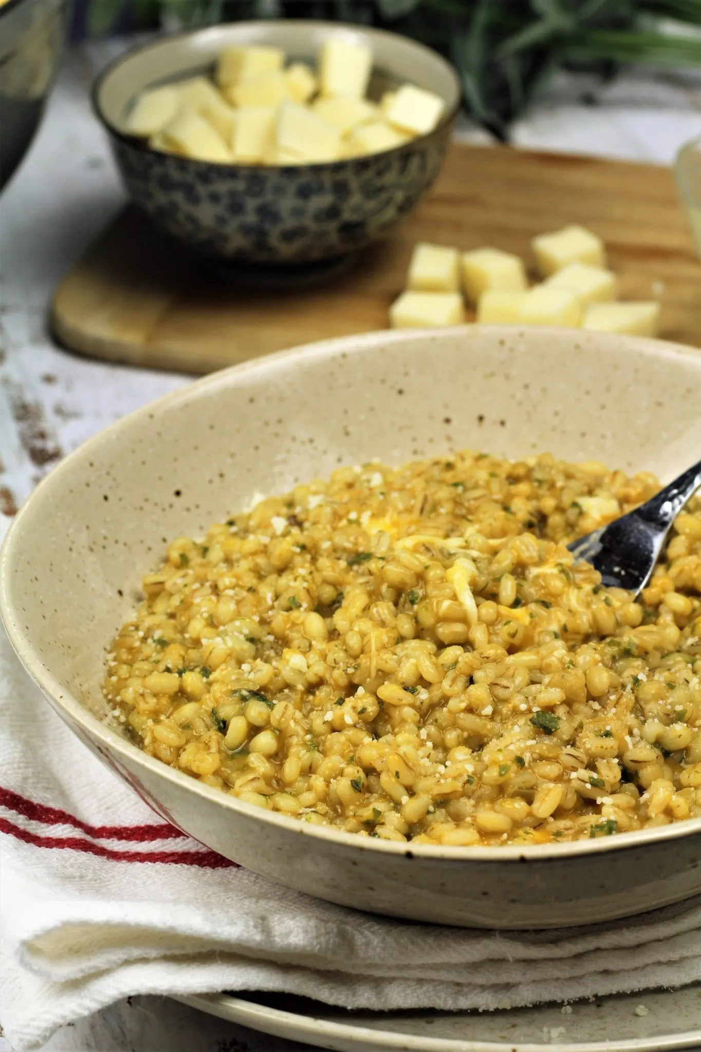 Pesto Bocconcini Barley Risotto