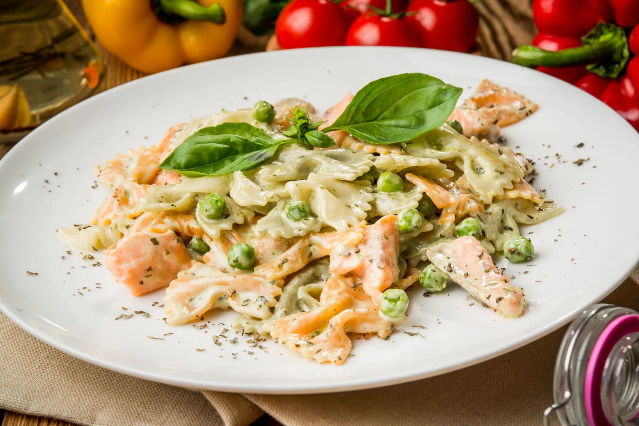 Pesto Pasta Salad with Salmon