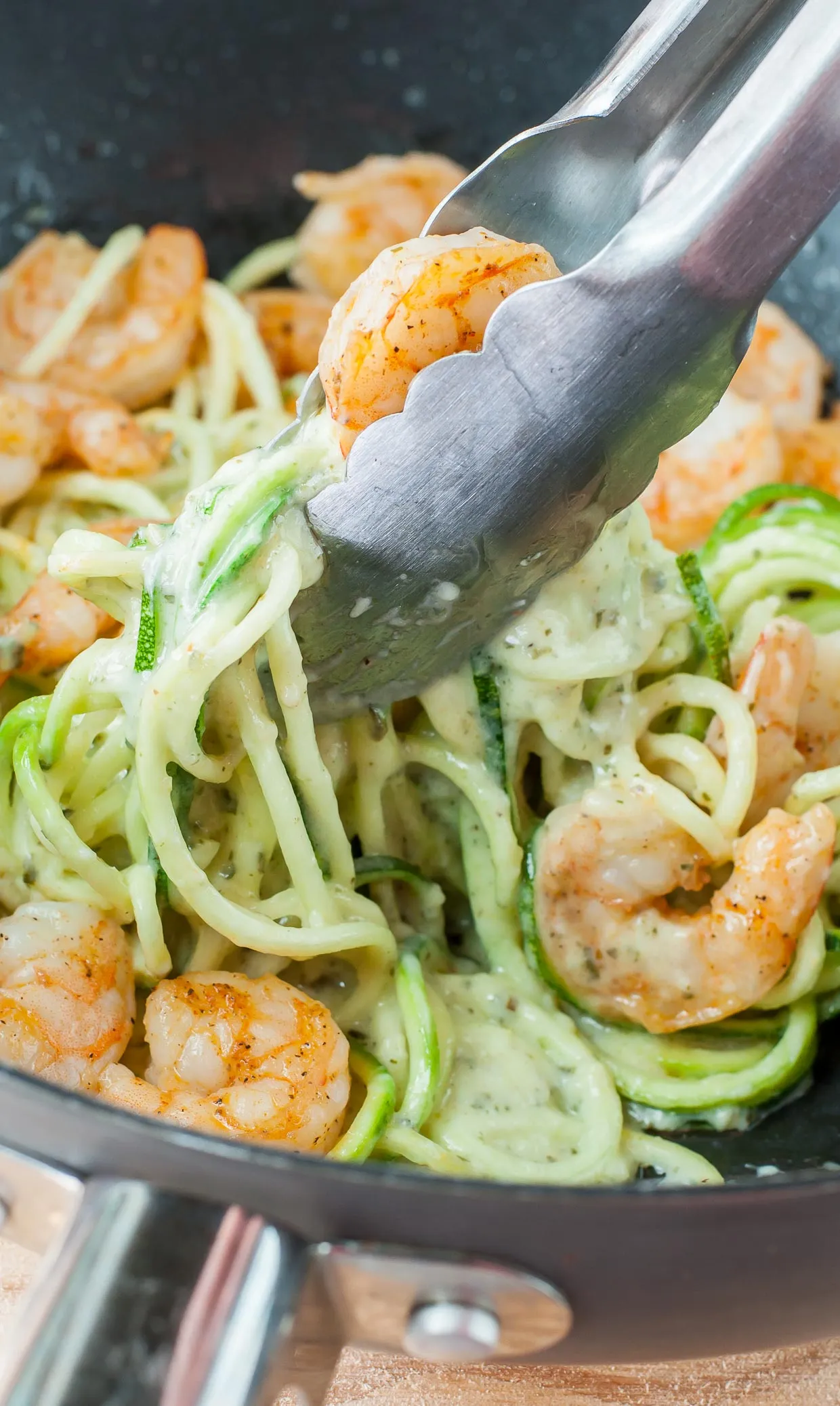 Pesto Zucchini Noodles with Shrimp