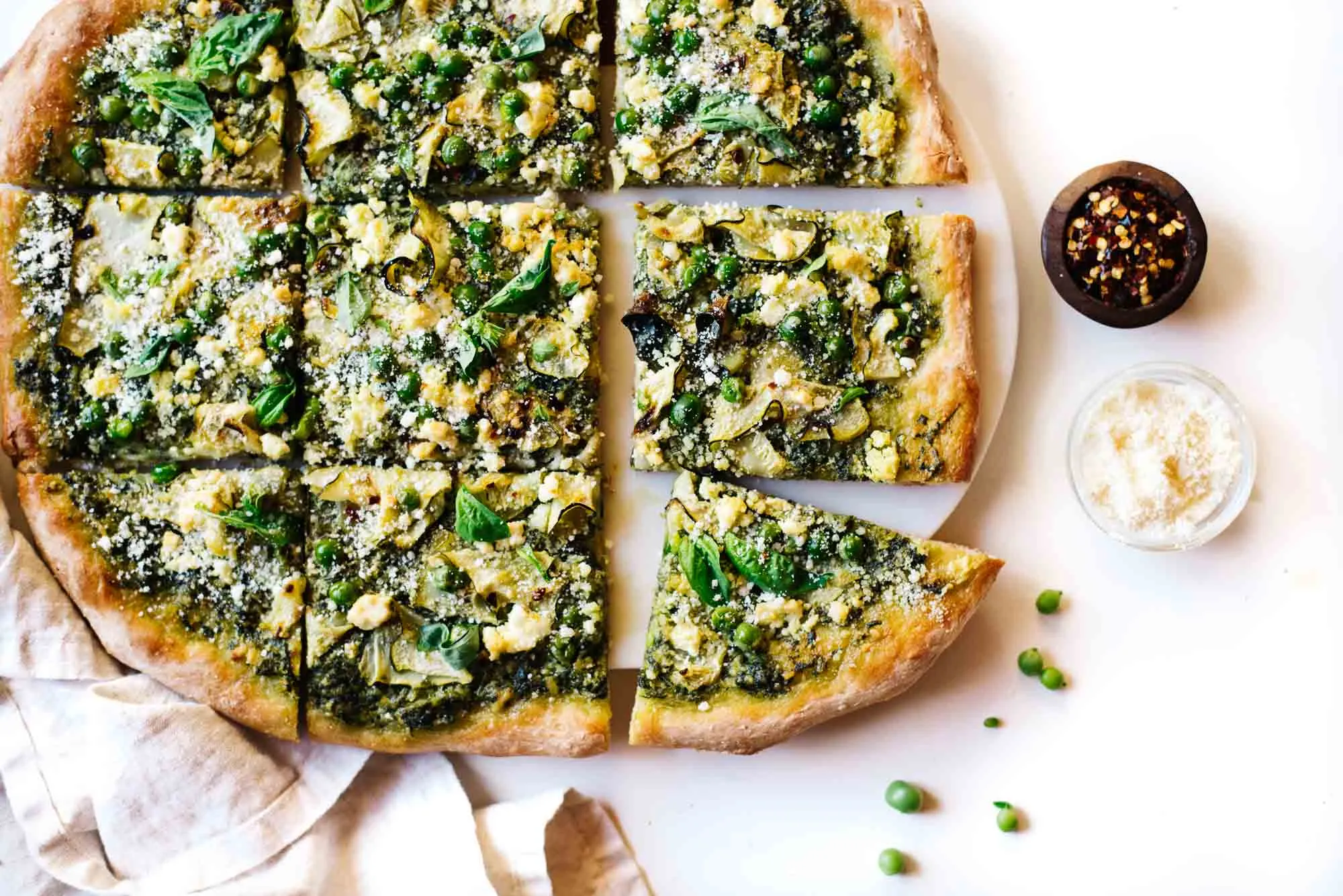 Pesto Zucchini and Feta Pizza