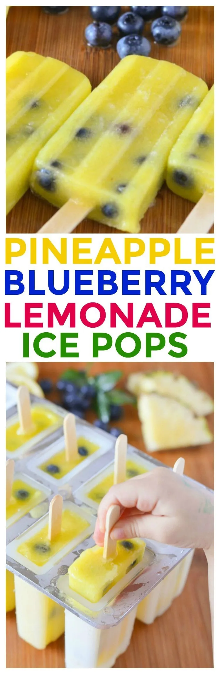 Pineapple Lemonade Ice Pops with Blueberries