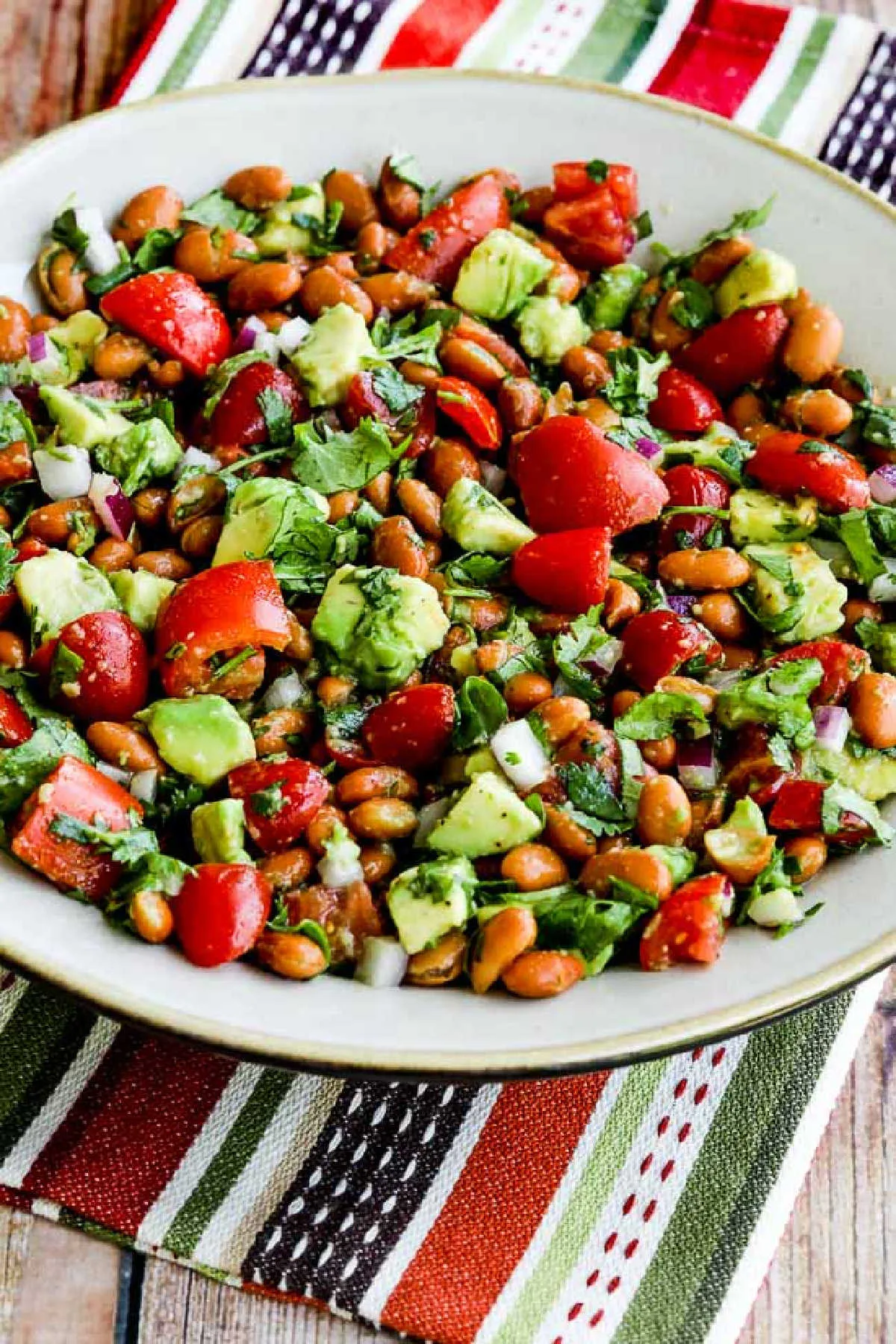 Pinto Black and Red Bean Salad with Grilled Corn Avocado