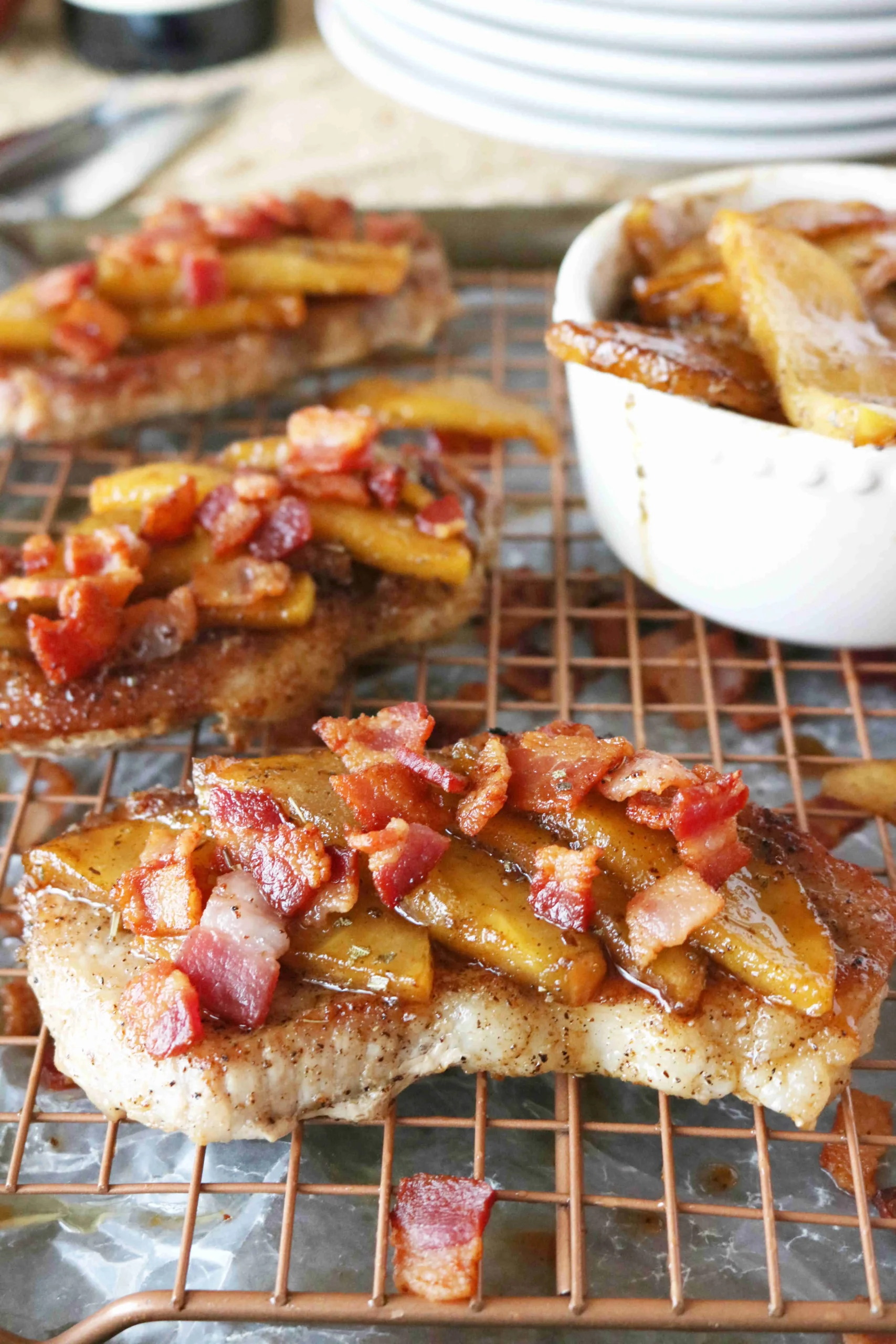 Pork Chops with Apple and Bacon