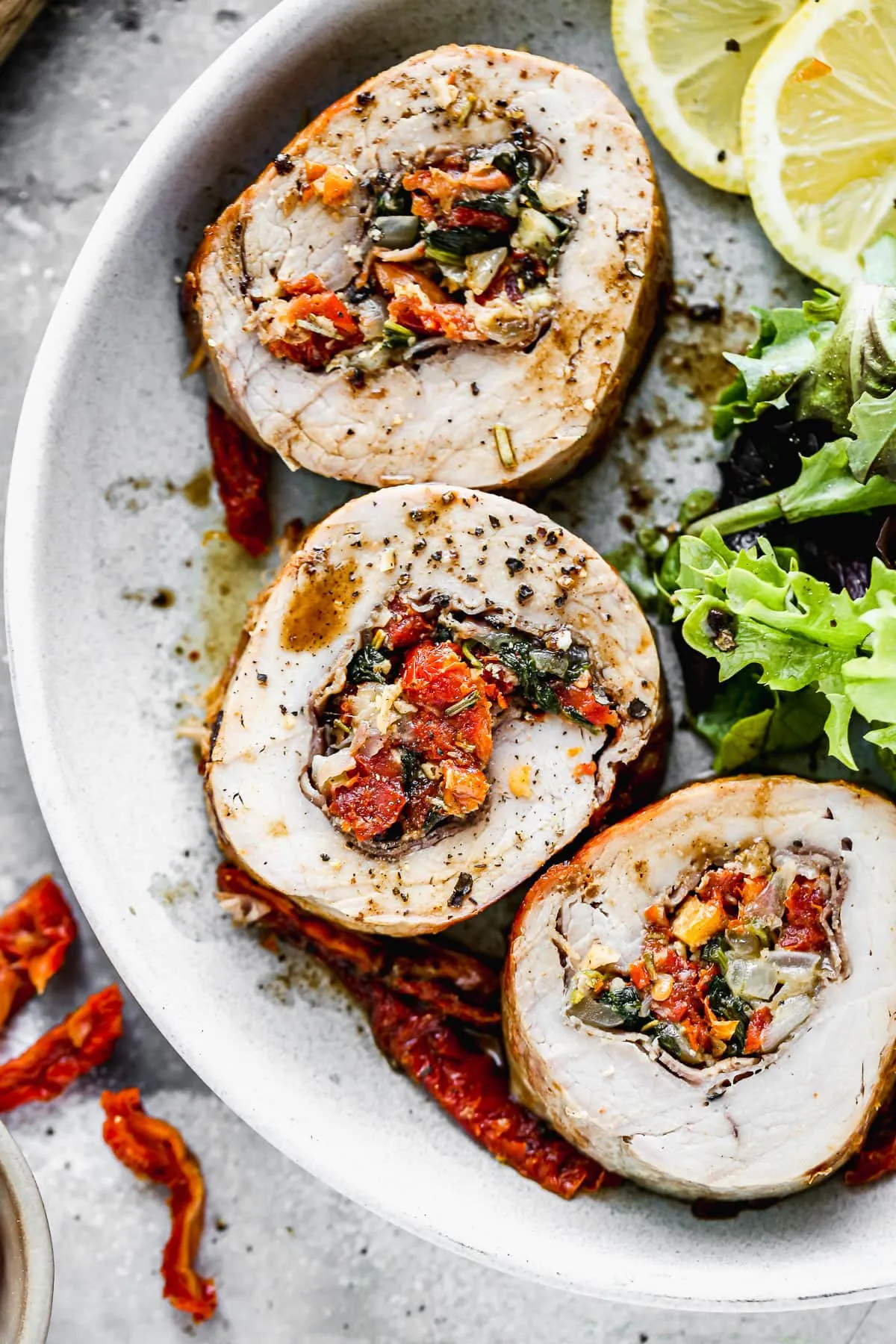 Pork Tenderloin with Herb Crust and Orzo Pasta Stuffing