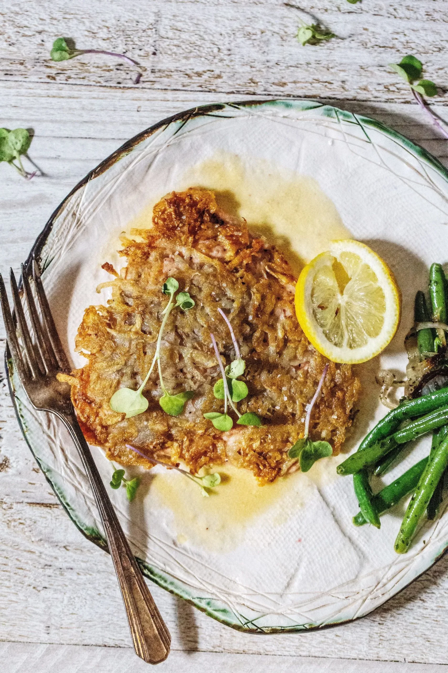 Potato Crusted Salmon with Lemon Brown Butter Sauce