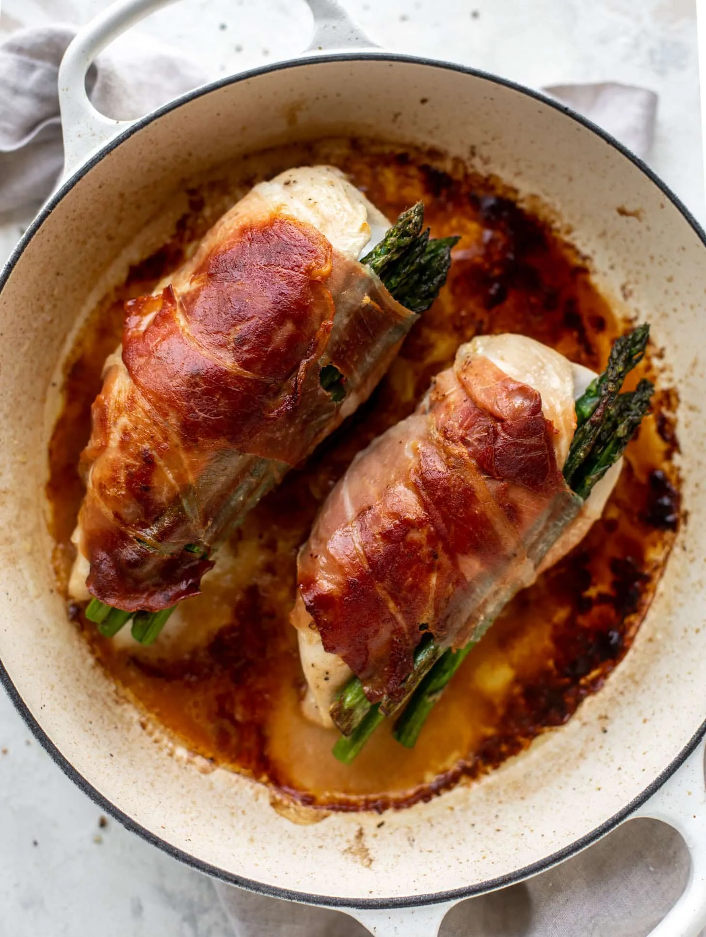Prosciutto Wrapped Asparagus Stuffed Chicken