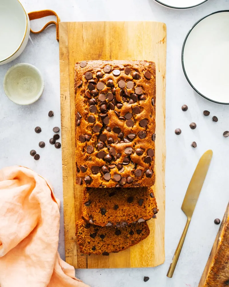 Pumpkin Chocolate Chip Quinoa Bread