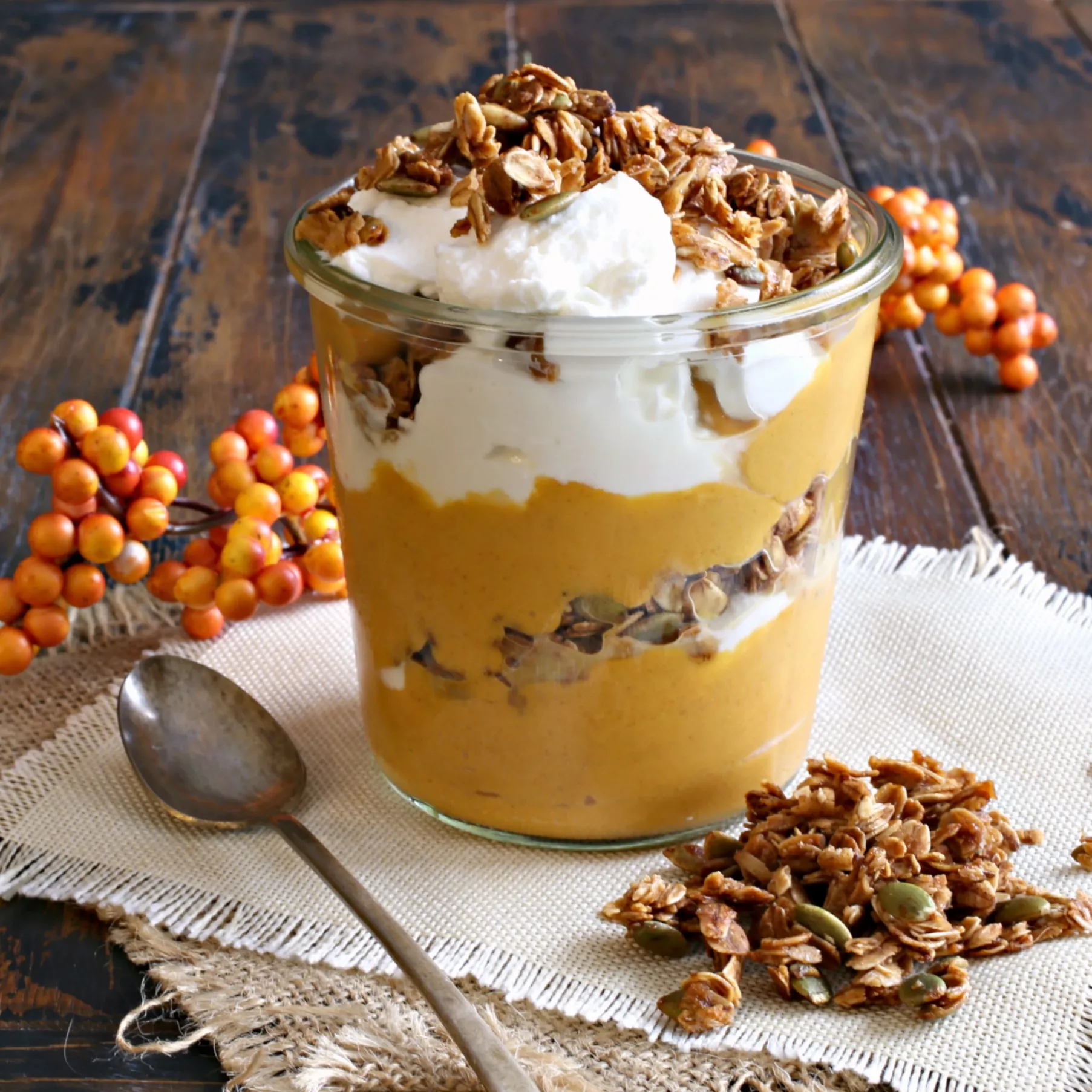 Pumpkin Pie Yogurt Granola Parfaits
